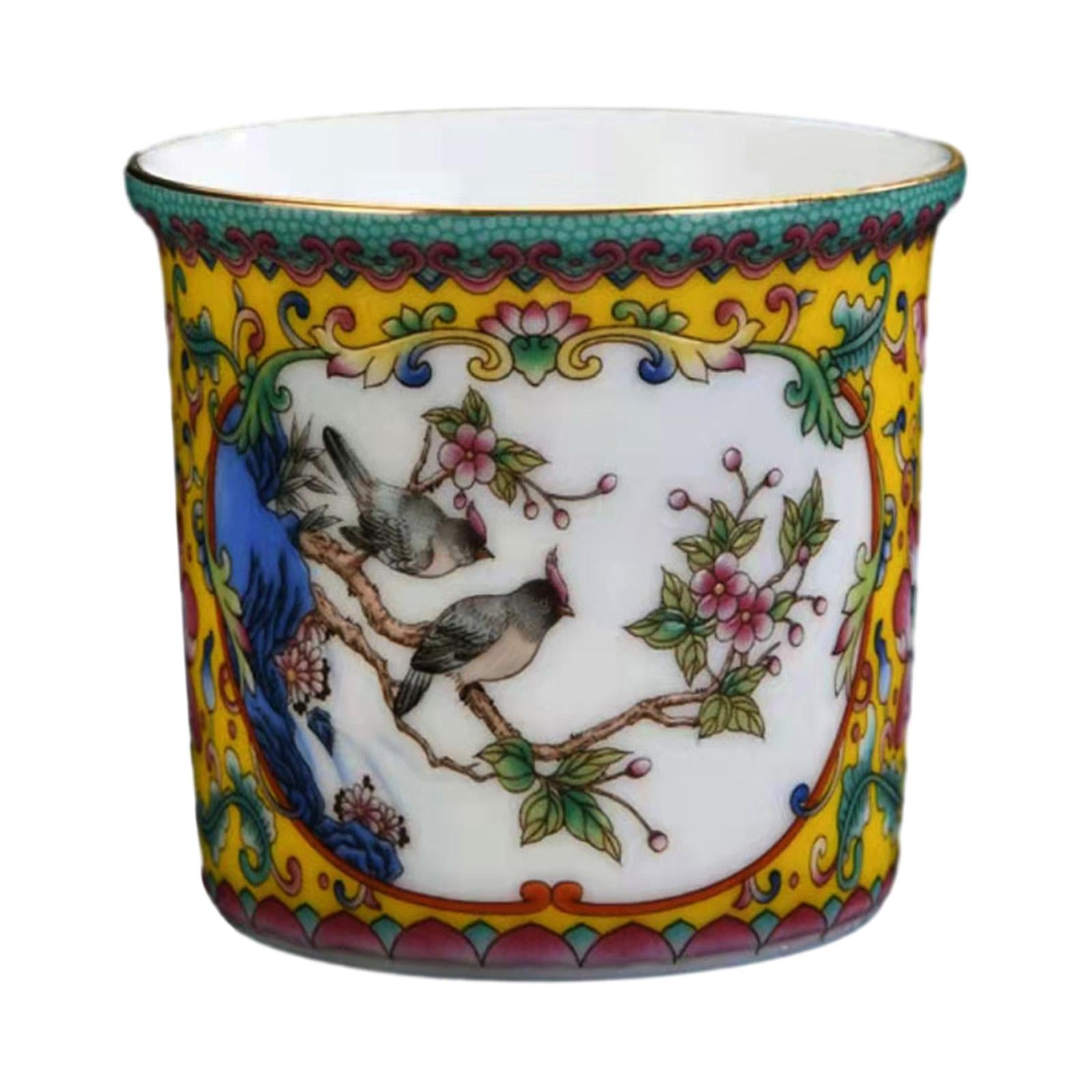 Ceramic Coffee Mug Chinese Durable Vintage Porcelain Tea Cup for Office Home Style A
