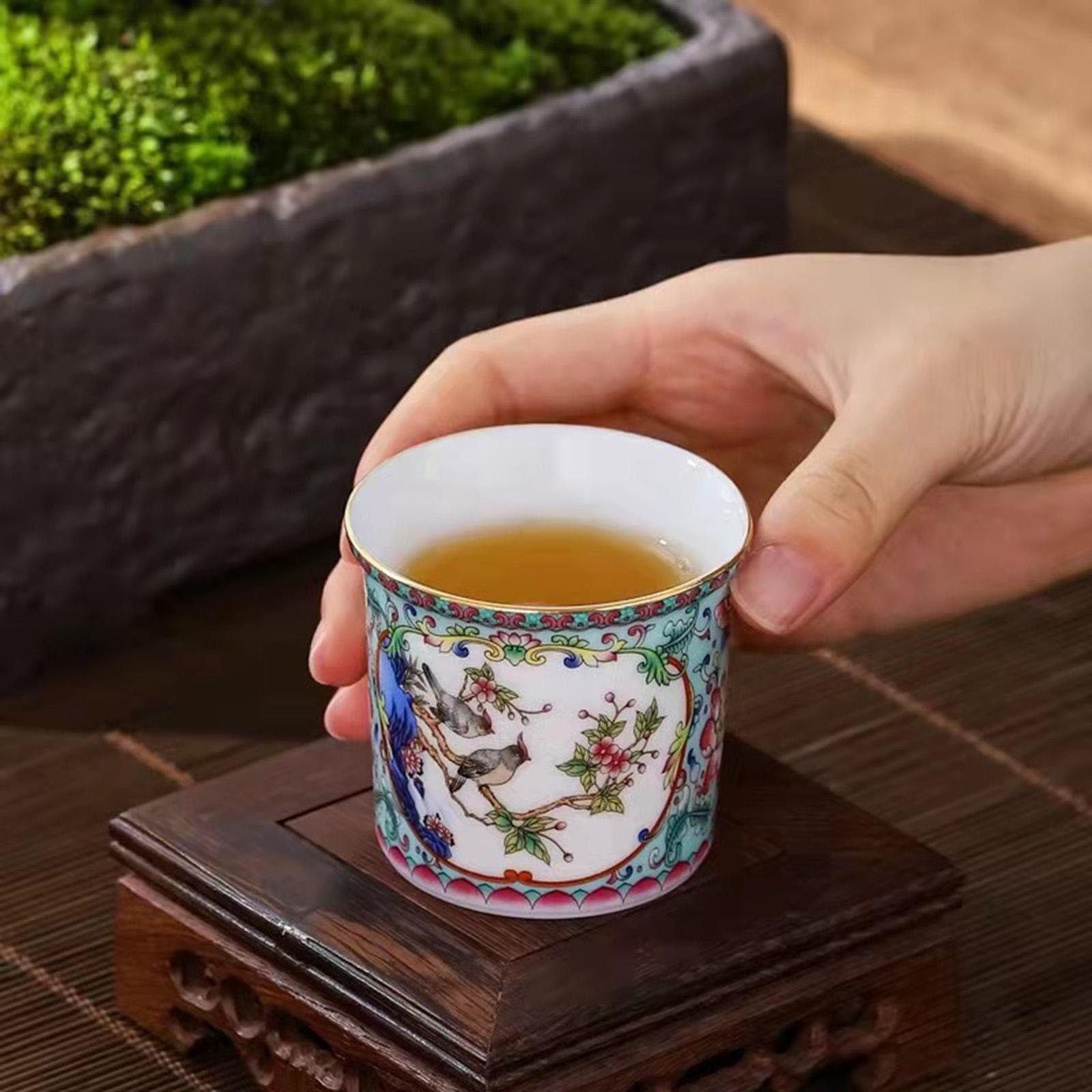 Ceramic Coffee Mug Chinese Durable Vintage Porcelain Tea Cup for Office Home Style B