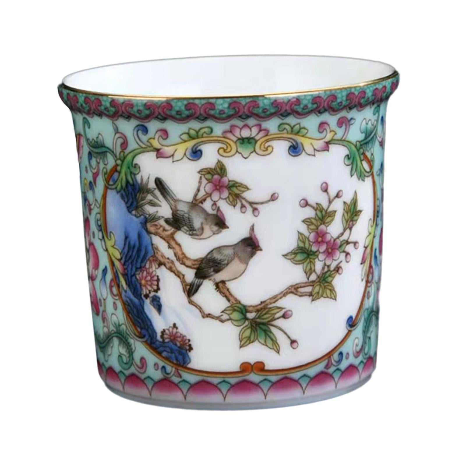 Ceramic Coffee Mug Chinese Durable Vintage Porcelain Tea Cup for Office Home Style C