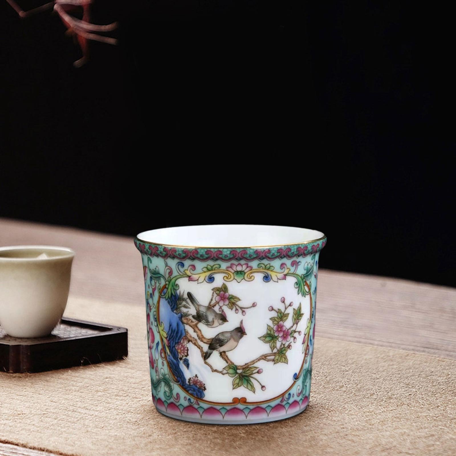 Ceramic Coffee Mug Chinese Durable Vintage Porcelain Tea Cup for Office Home Style C