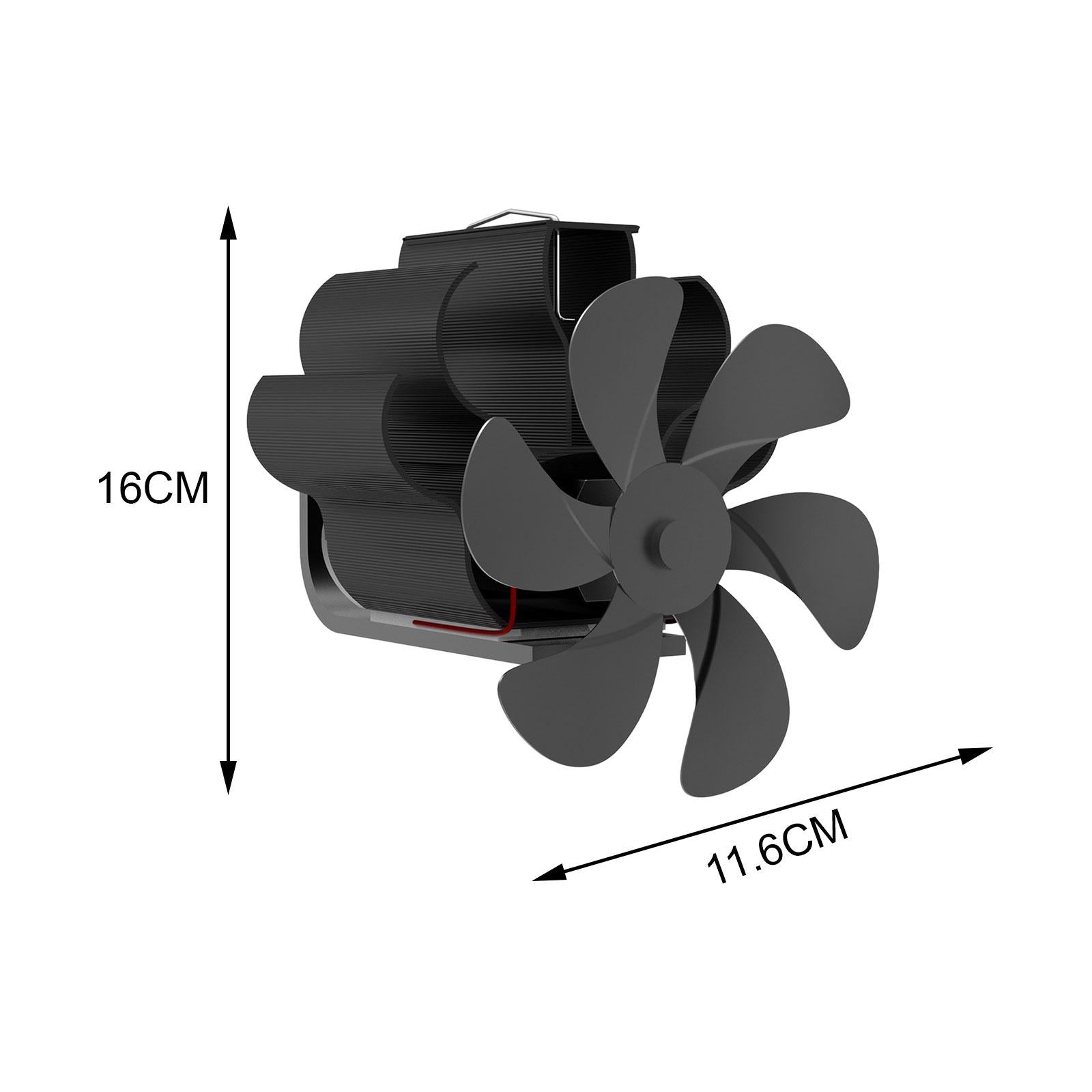 Flue Pipe Heat Powered Fireplace Fan 6 Blade Efficient Multipurpose Aluminum