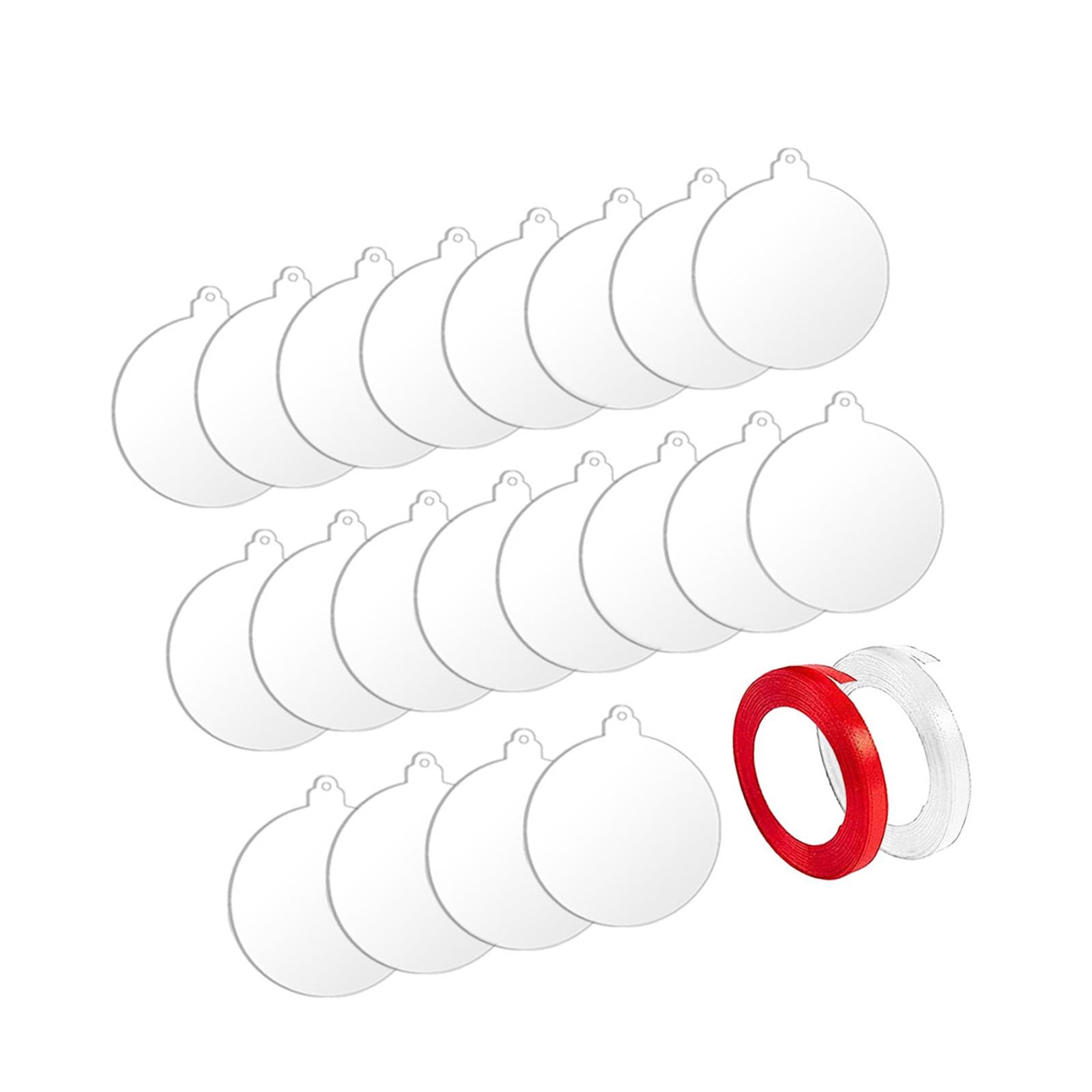 20 Pieces Acrylic Ornaments Circles with 2 Ribbons for DIY Keychain Engraving