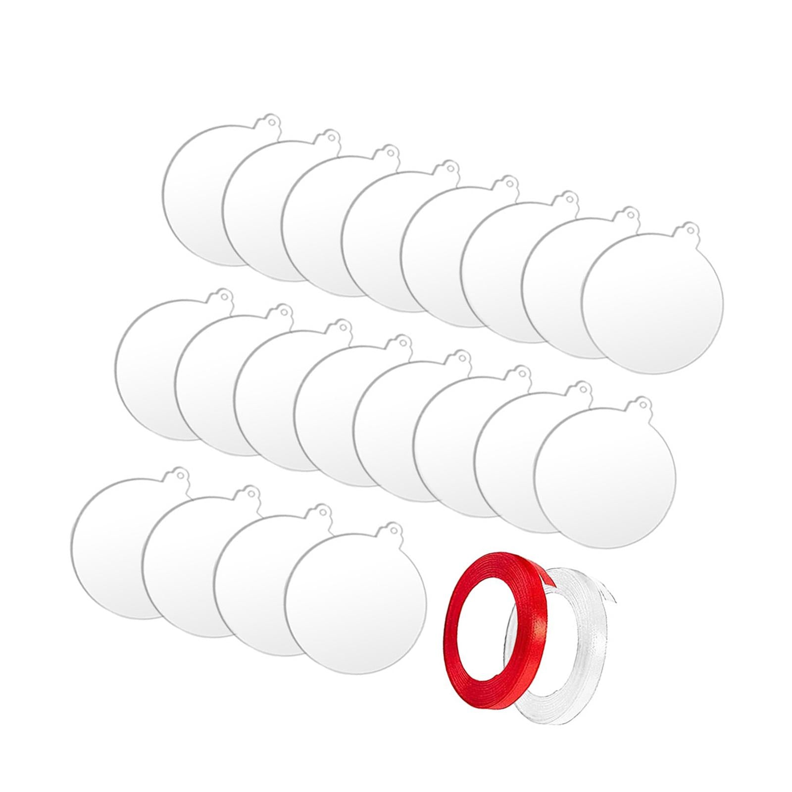 20 Pieces Acrylic Ornaments Circles with 2 Ribbons for DIY Keychain Engraving