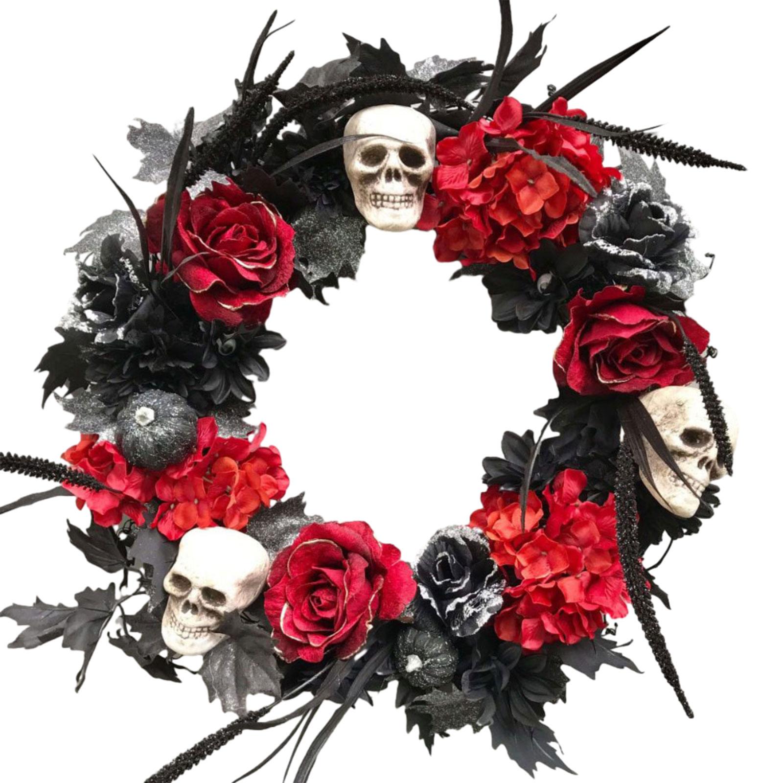 Halloween Wreaths Ornament Halloween Flowers Wreath for Front Door Home Yard