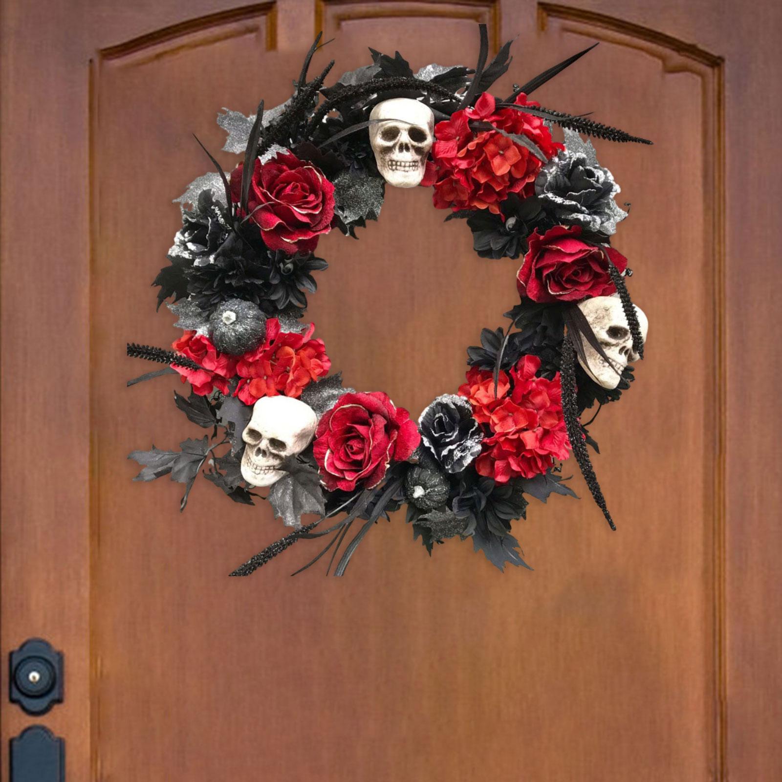 Halloween Wreaths Ornament Halloween Flowers Wreath for Front Door Home Yard