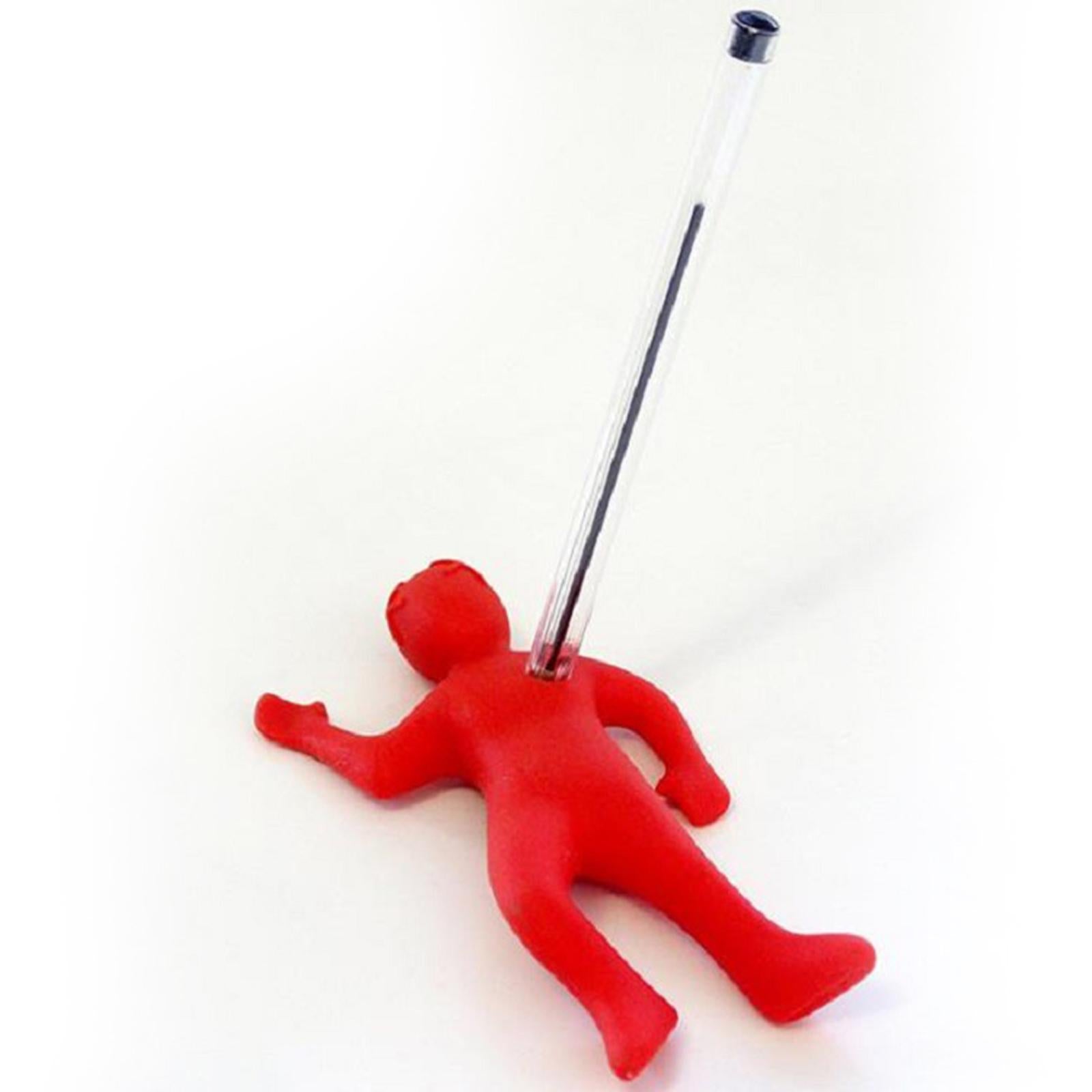 Pencil Holder Desk Decoration Red Human Figurine Shape Portable Pen Cotainer