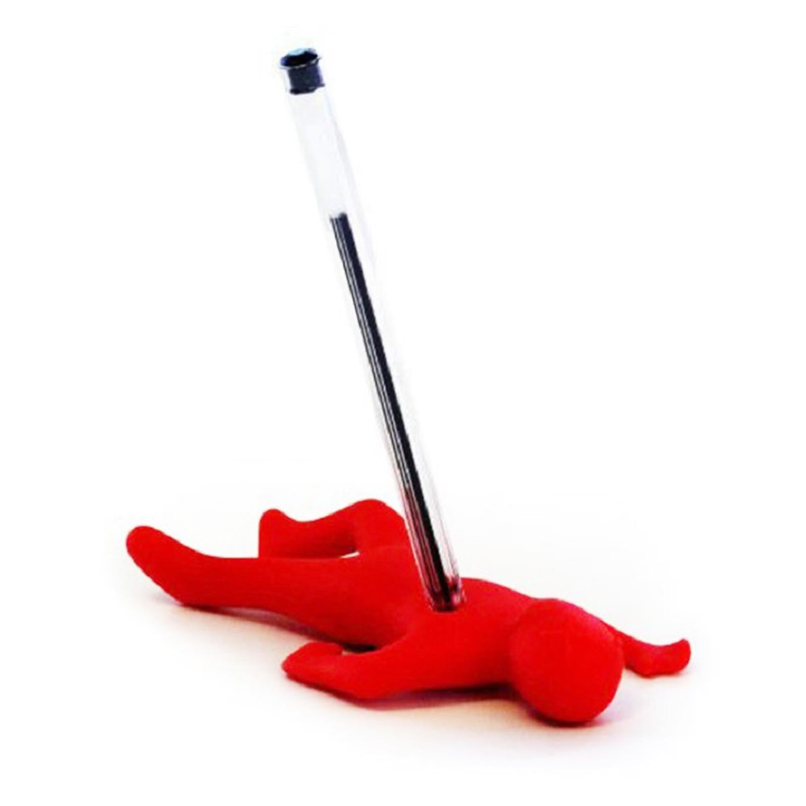Pencil Holder Desk Decoration Red Human Figurine Shape Portable Pen Cotainer