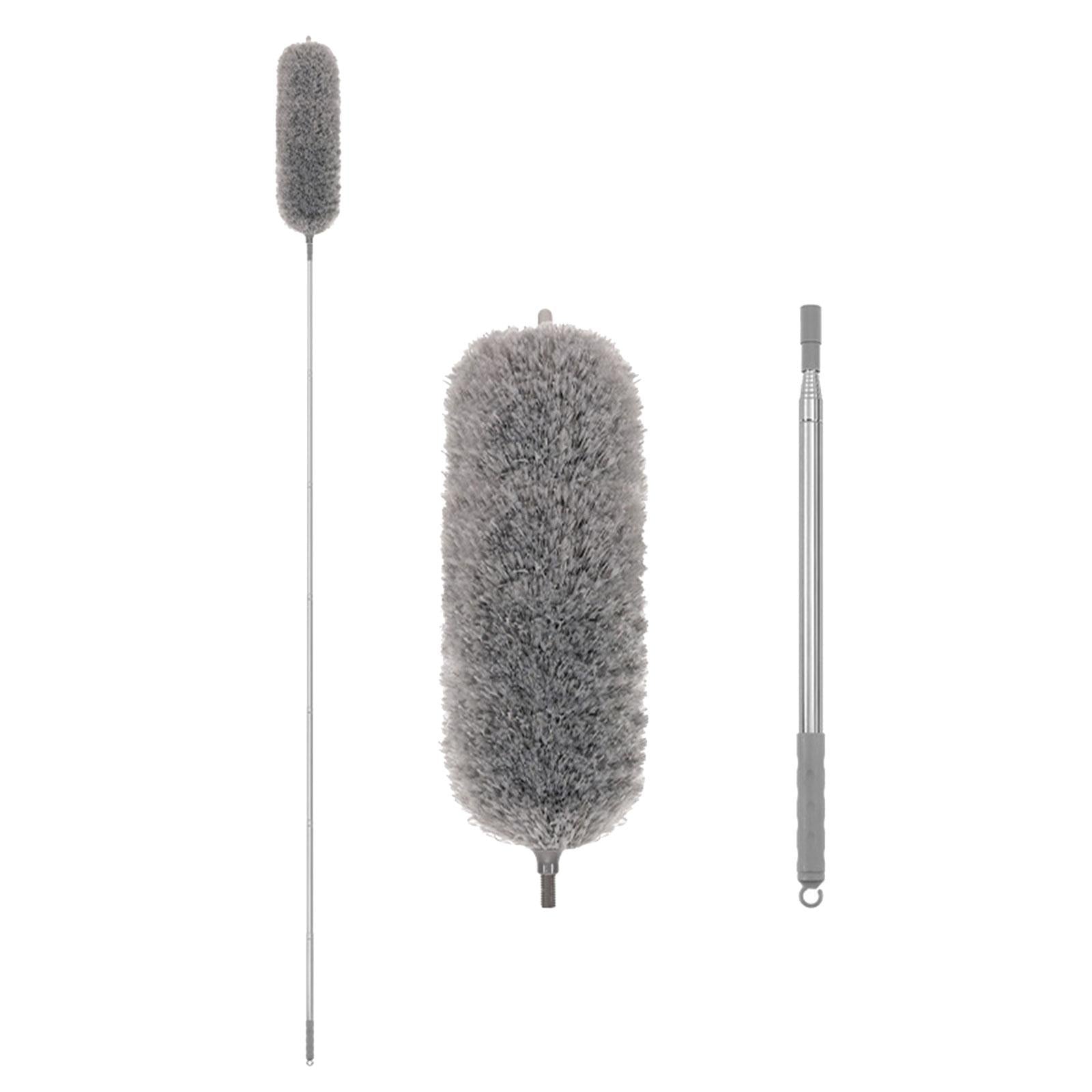 Microfiber Feather Duster Dust Brush Cleaner for Furniture Cars High Ceiling Gray 2.5m