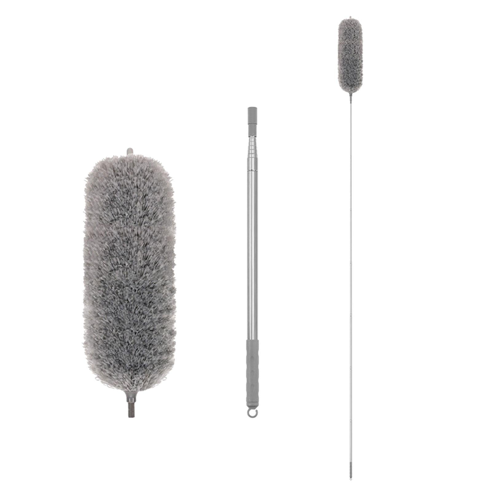 Microfiber Feather Duster Dust Brush Cleaner for Furniture Cars High Ceiling Gray 2.8m