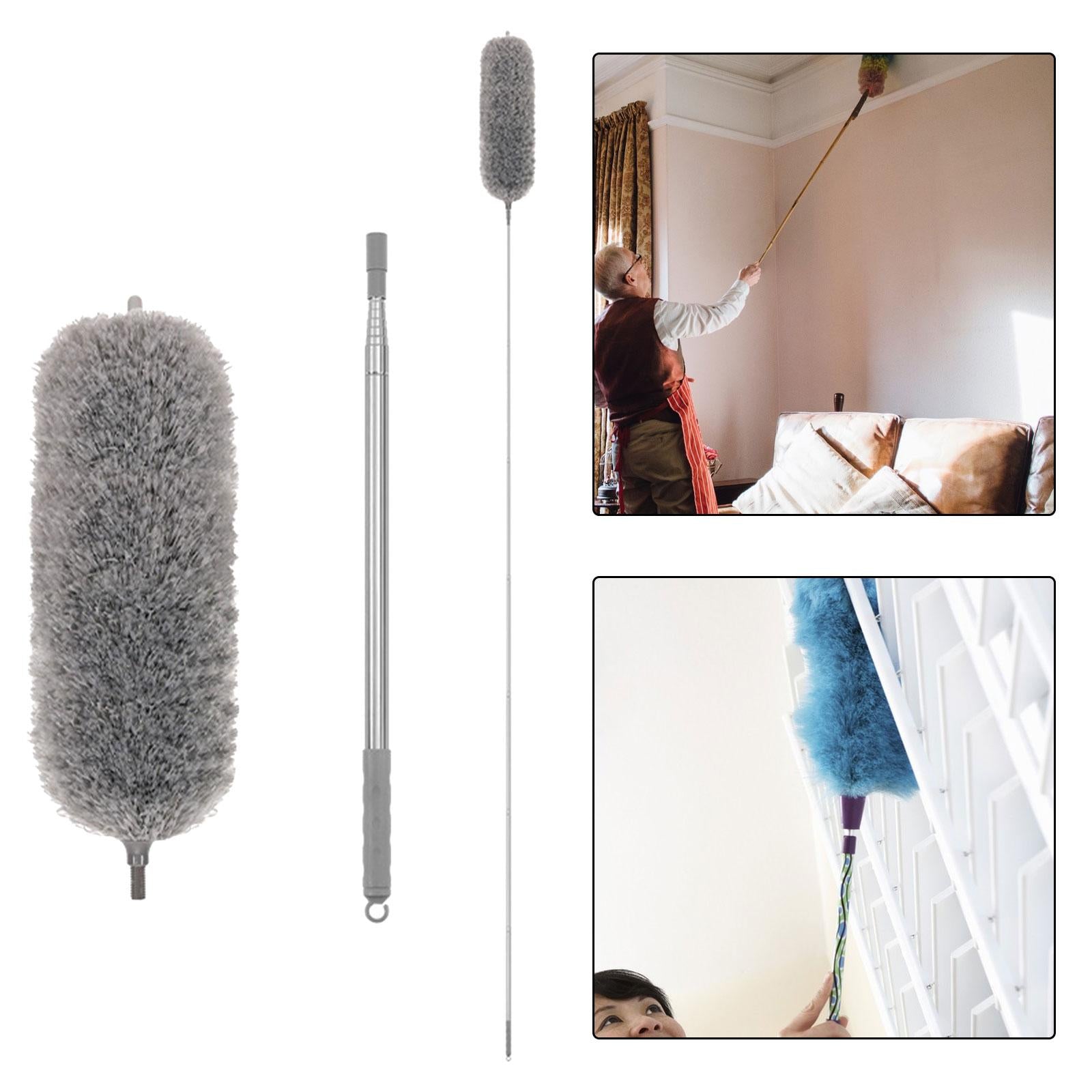 Microfiber Feather Duster Dust Brush Cleaner for Furniture Cars High Ceiling Gray 2.8m