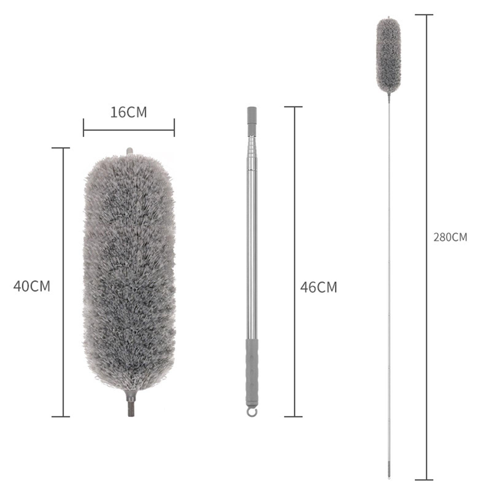 Microfiber Feather Duster Dust Brush Cleaner for Furniture Cars High Ceiling Gray 2.8m