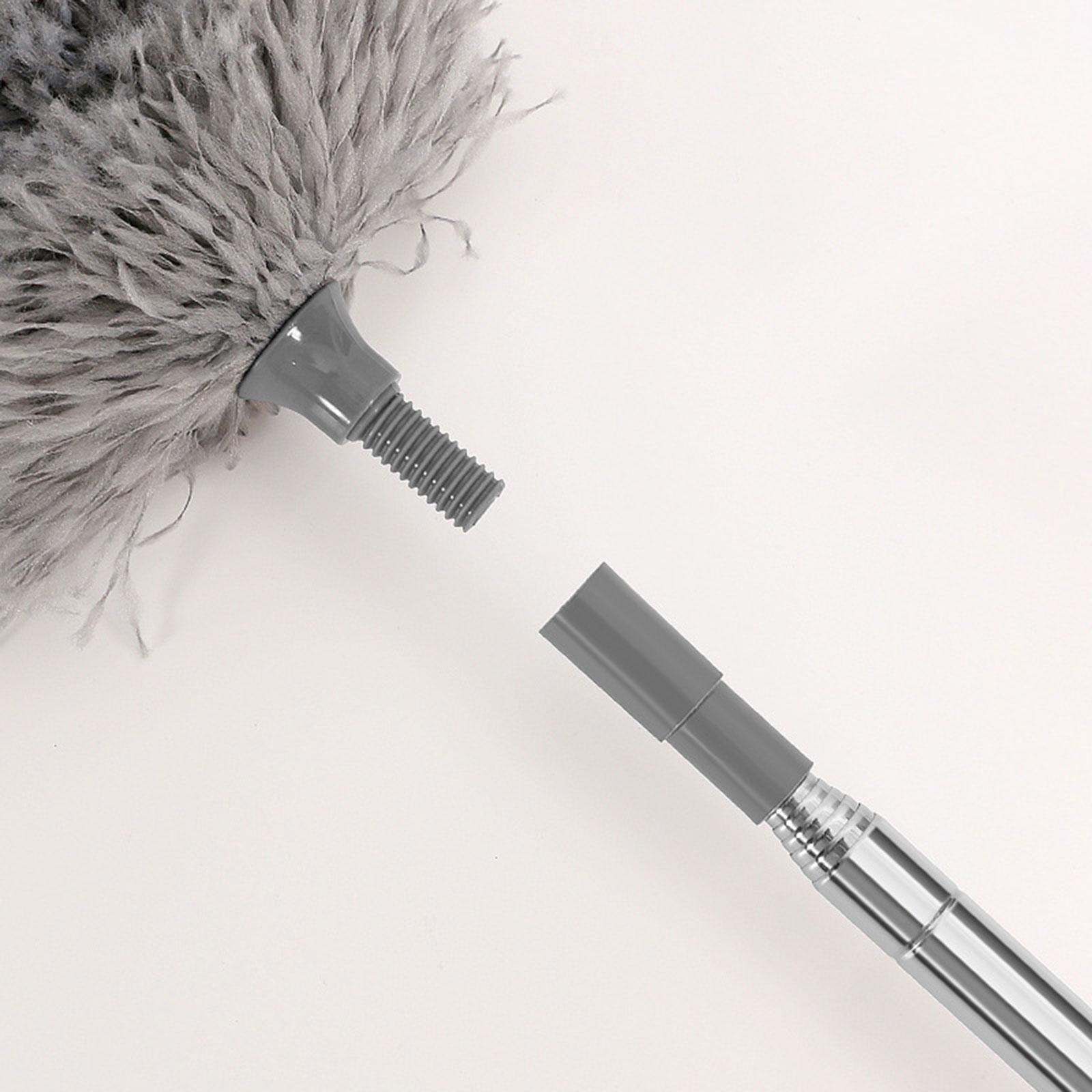Microfiber Feather Duster Dust Brush Cleaner for Furniture Cars High Ceiling Gray White 1.4m