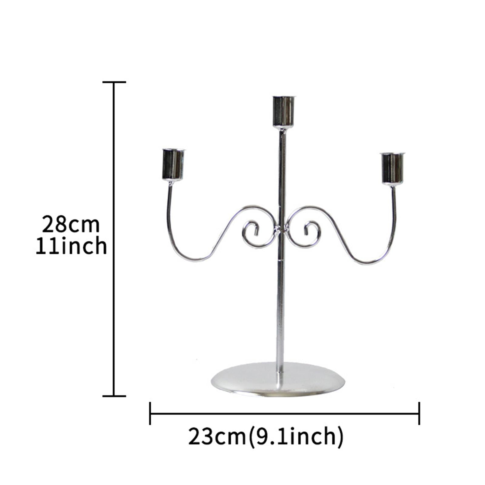 3 Arms Candlestick Holders Iron Taper Candle Holder for Home Mantle Festival Silver
