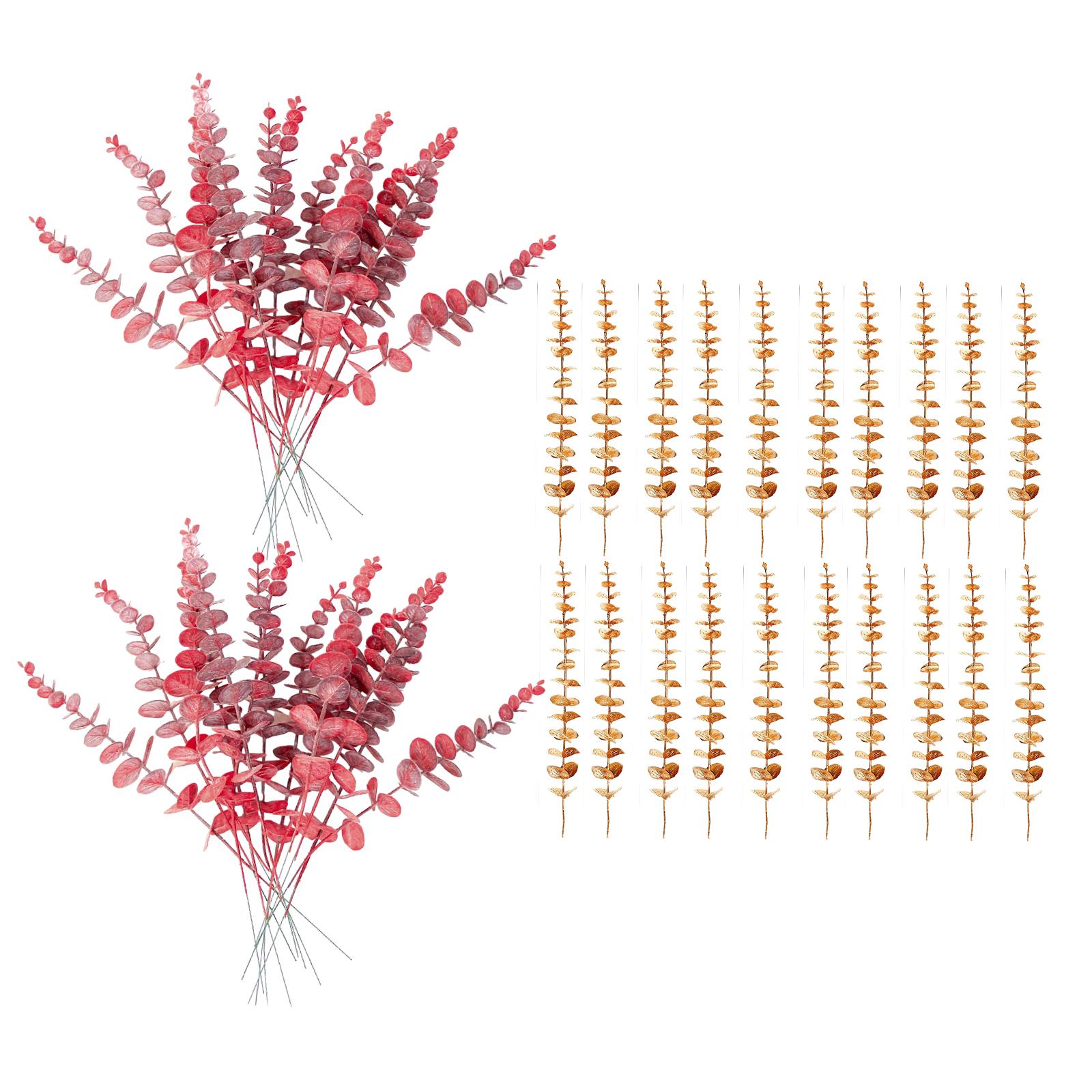 20Pcs Artificial Eucalyptus Leaves Table Centerpiece for Wedding Home Office Gold