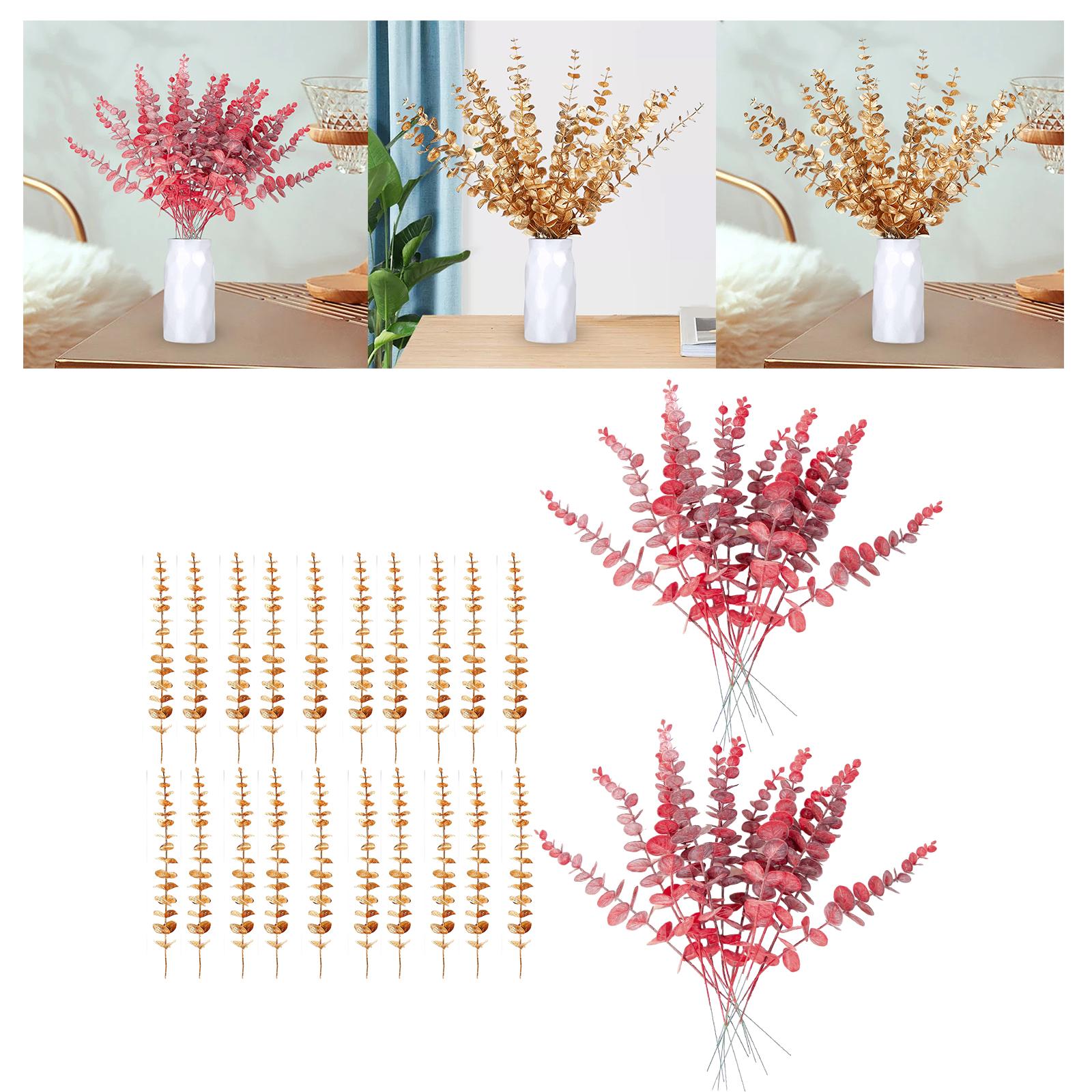 20Pcs Artificial Eucalyptus Leaves Table Centerpiece for Wedding Home Office Gold