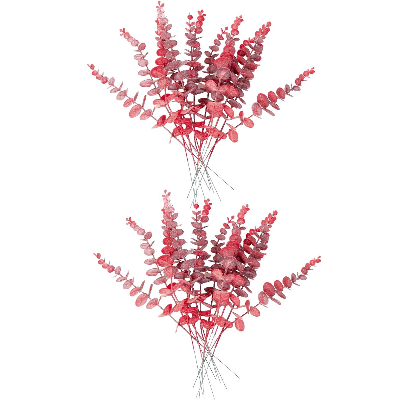 20Pcs Artificial Eucalyptus Leaves Table Centerpiece for Wedding Home Office Red