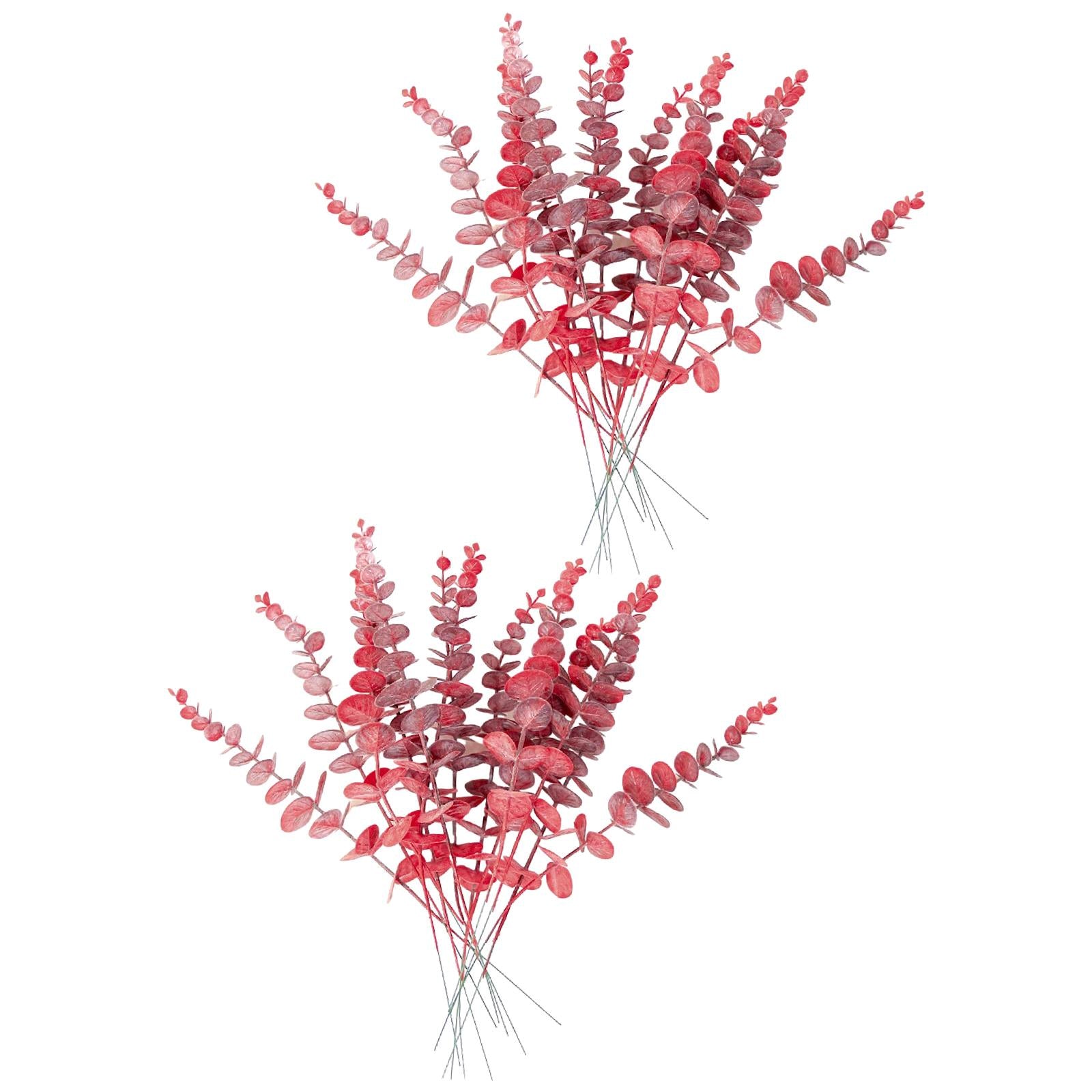 20Pcs Artificial Eucalyptus Leaves Table Centerpiece for Wedding Home Office Red