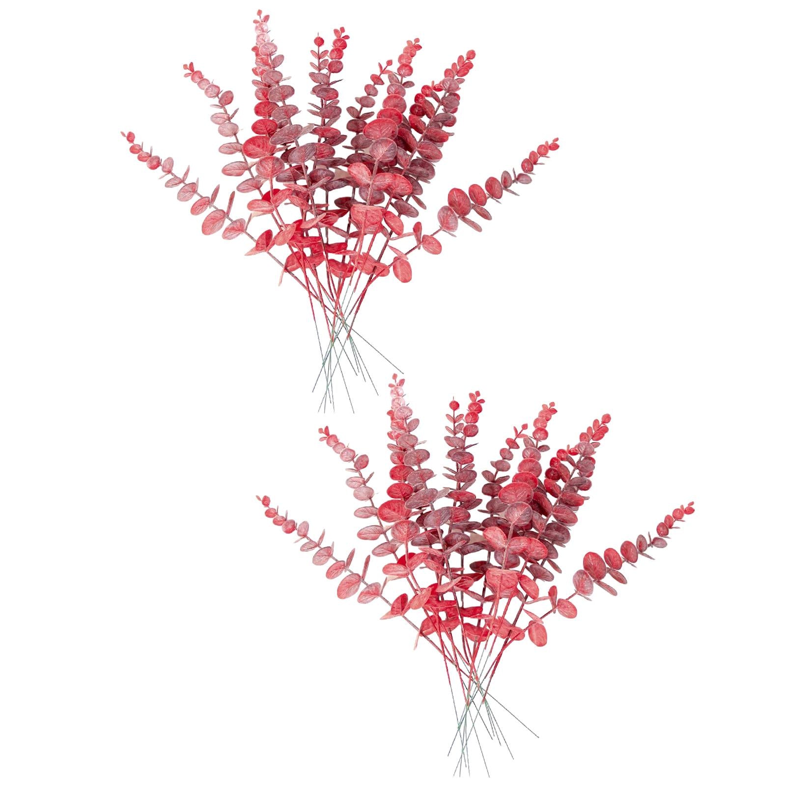 20Pcs Artificial Eucalyptus Leaves Table Centerpiece for Wedding Home Office Red