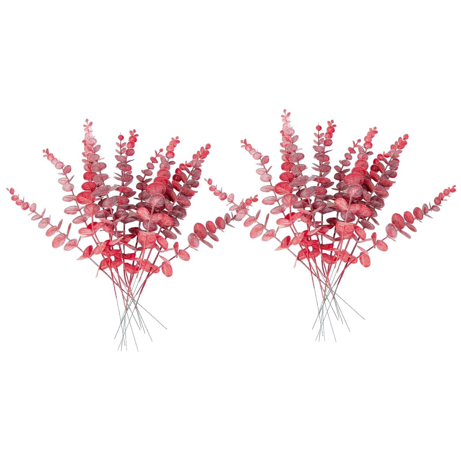 20Pcs Artificial Eucalyptus Leaves Table Centerpiece for Wedding Home Office Red