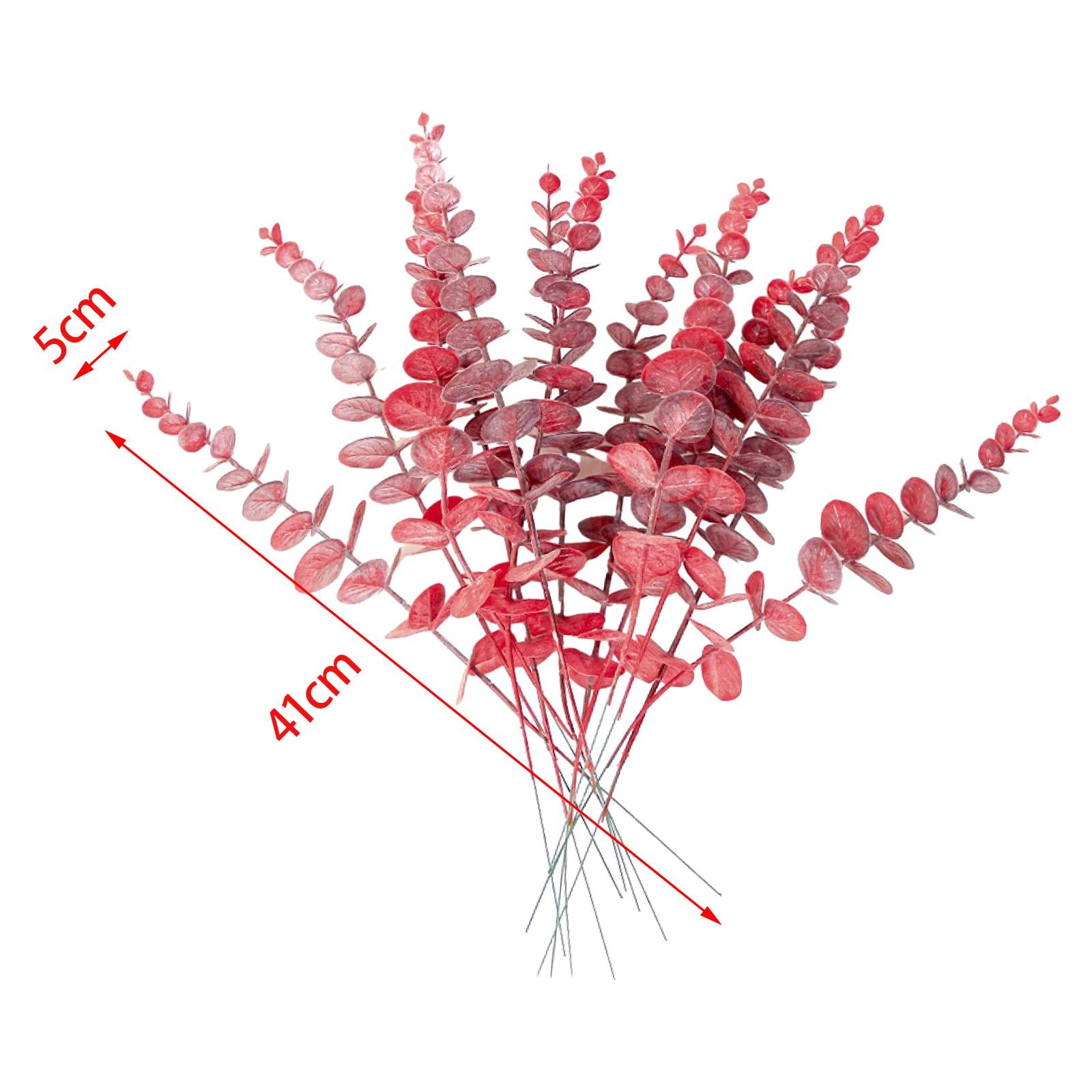20Pcs Artificial Eucalyptus Leaves Table Centerpiece for Wedding Home Office Red