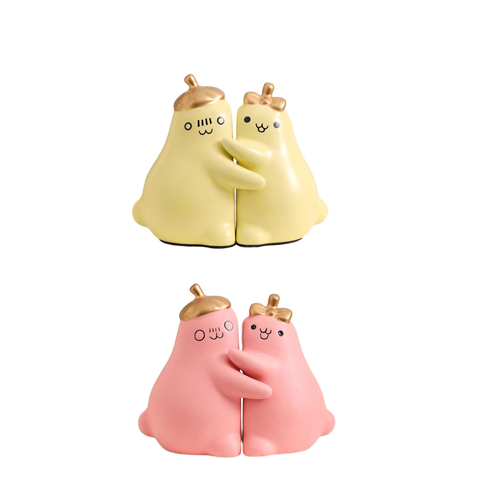 Ceramic Hugging Pear Bookend Bookshelf Ornament Modern Decorative Bookends Yellow