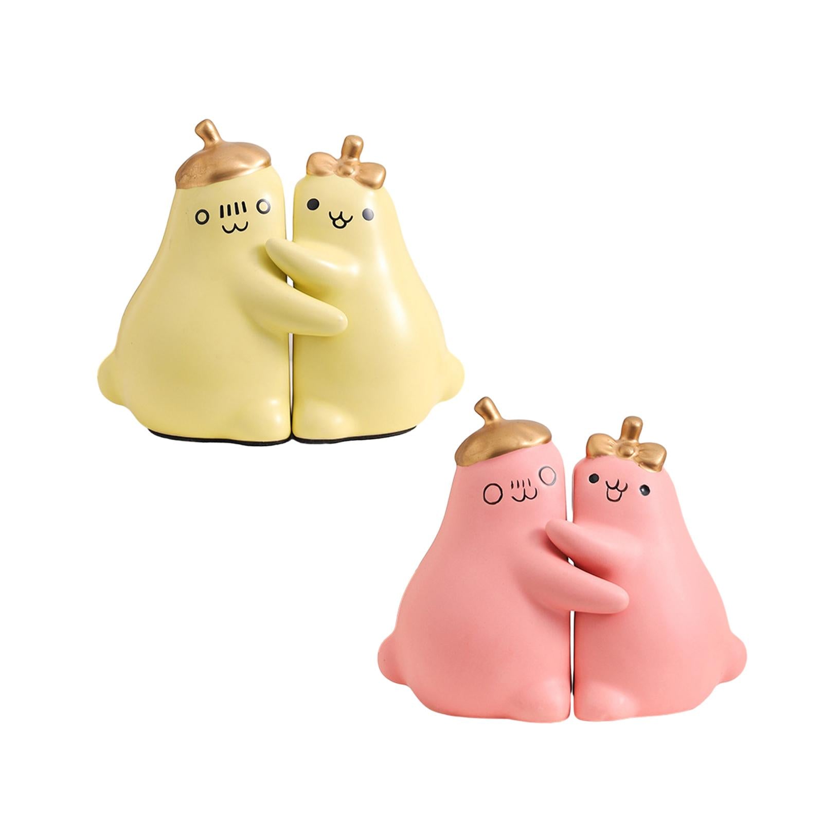 Ceramic Hugging Pear Bookend Bookshelf Ornament Modern Decorative Bookends Yellow