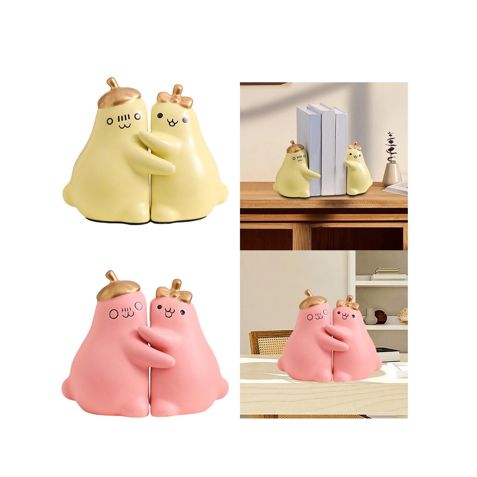 Ceramic Hugging Pear Bookend Bookshelf Ornament Modern Decorative Bookends Yellow