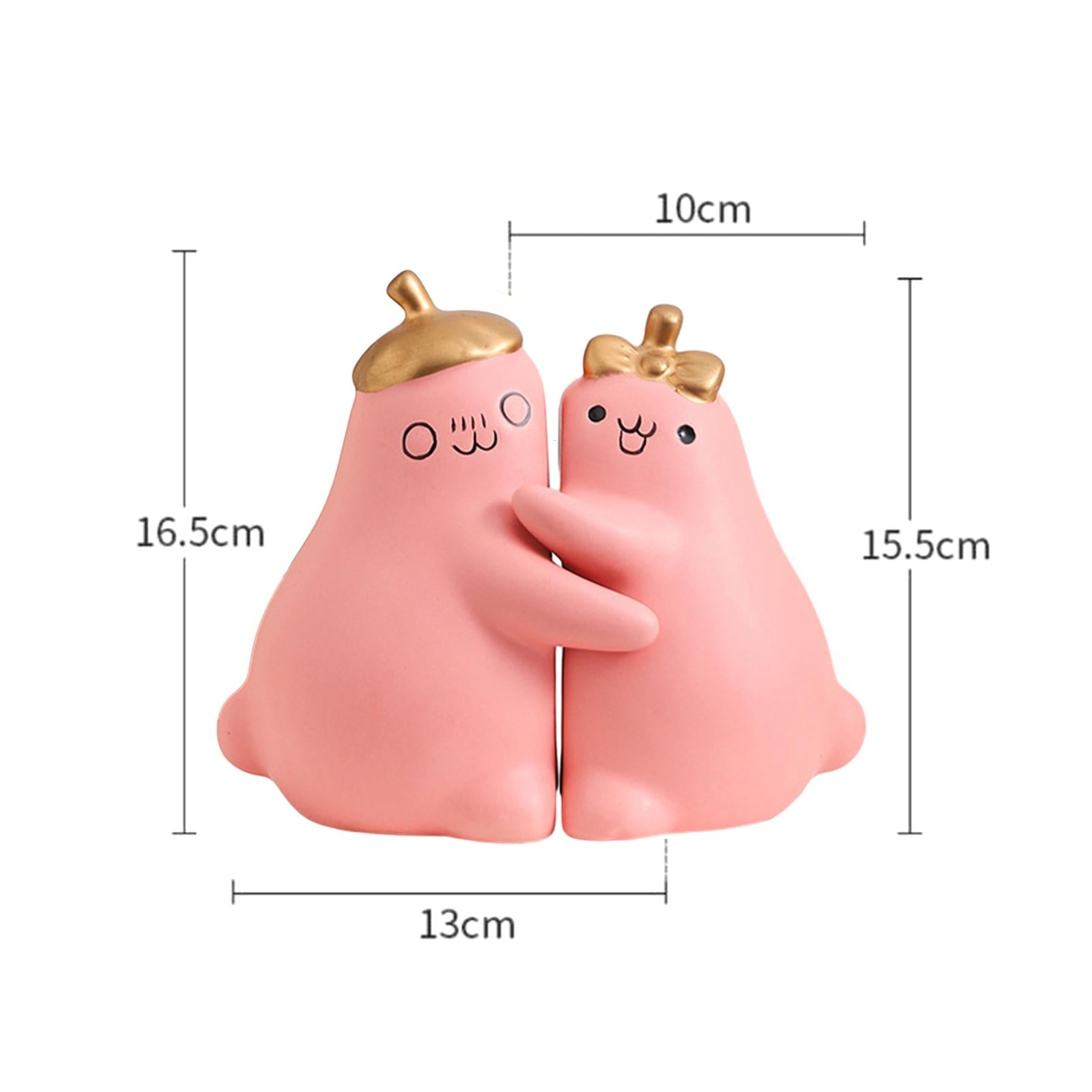 Ceramic Hugging Pear Bookend Bookshelf Ornament Modern Decorative Bookends Pink