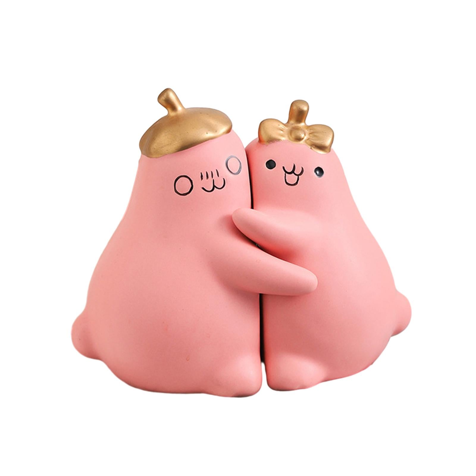 Ceramic Hugging Pear Bookend Bookshelf Ornament Modern Decorative Bookends Pink