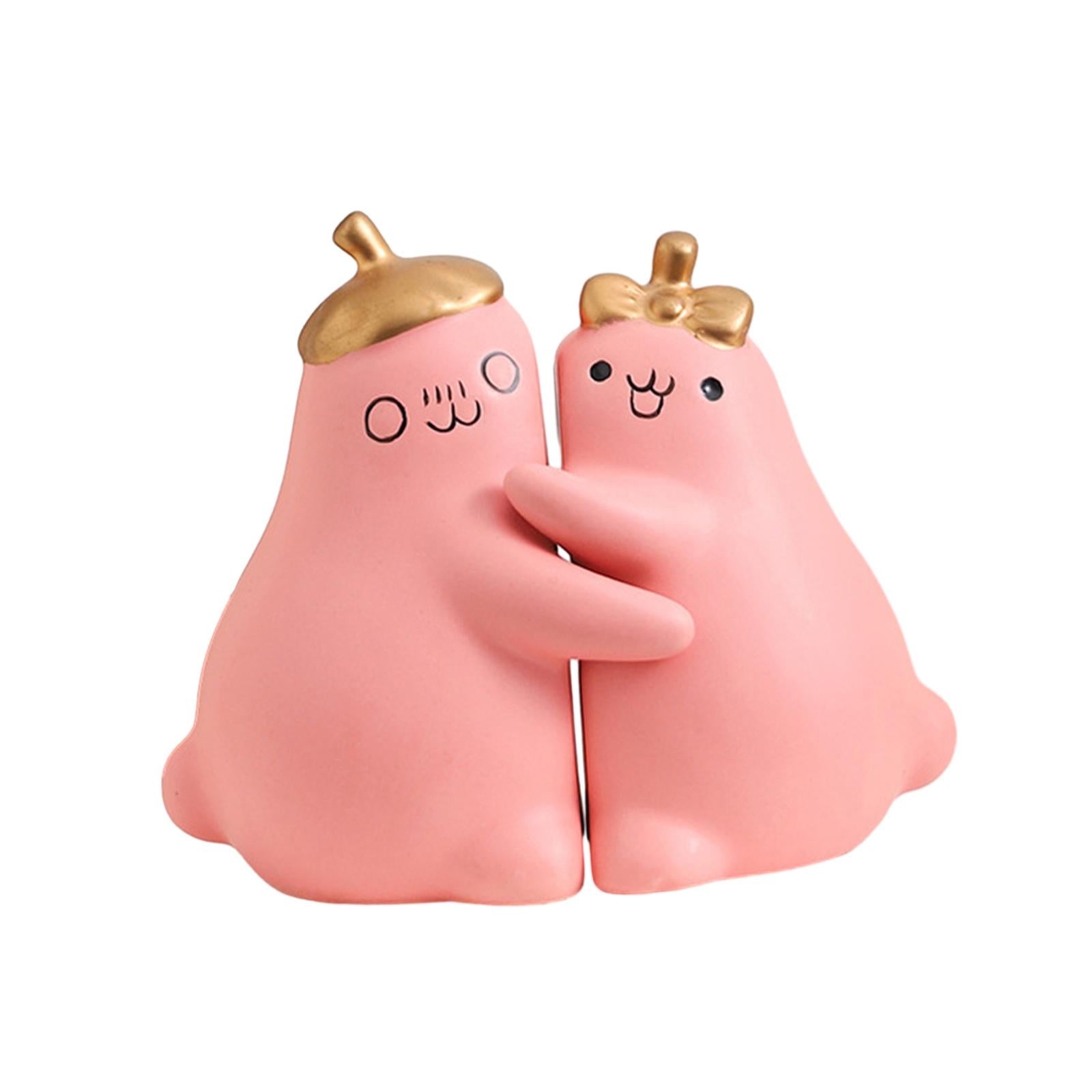 Ceramic Hugging Pear Bookend Bookshelf Ornament Modern Decorative Bookends Pink