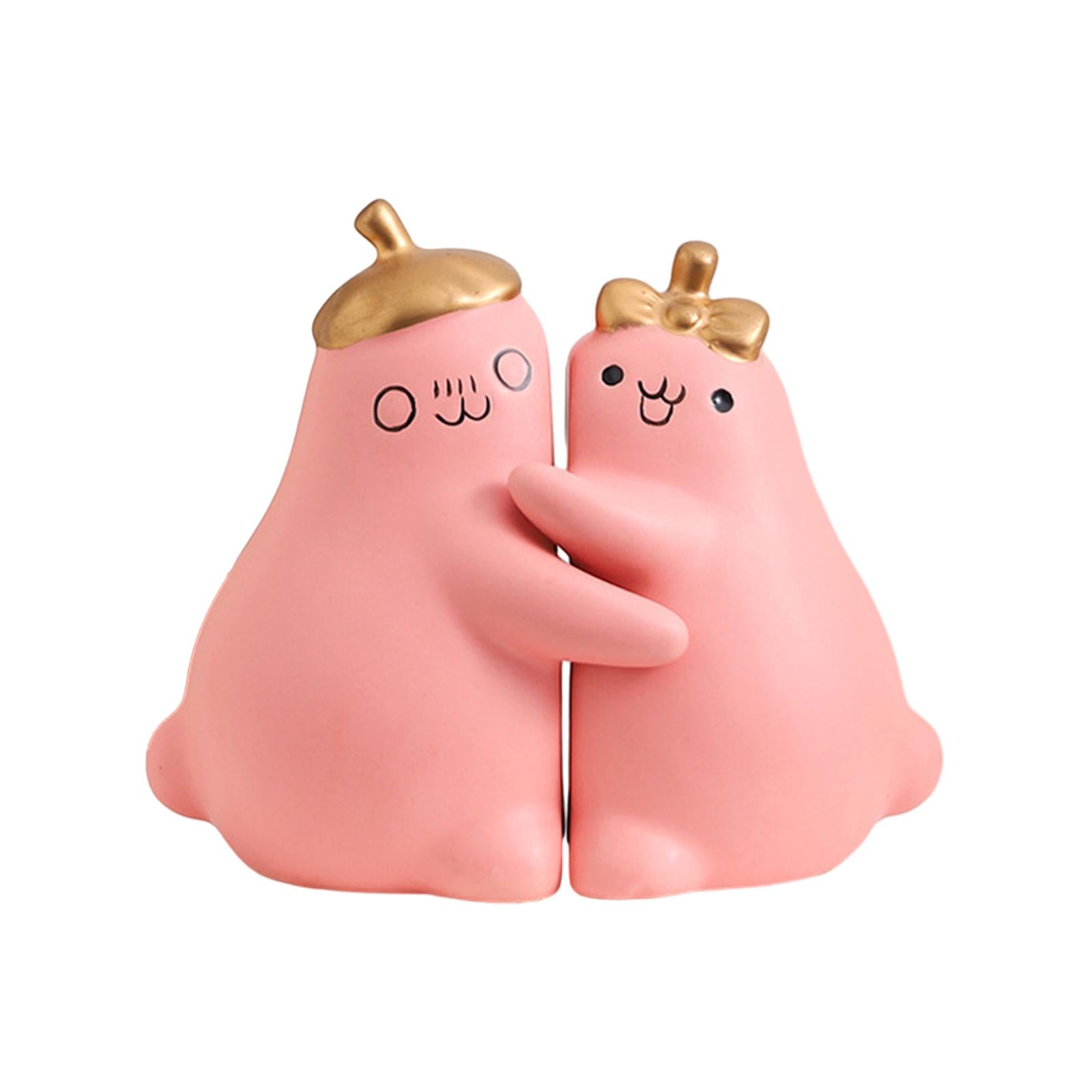 Ceramic Hugging Pear Bookend Bookshelf Ornament Modern Decorative Bookends Pink
