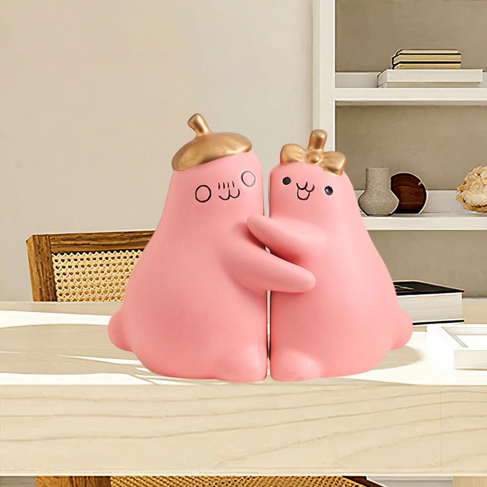 Ceramic Hugging Pear Bookend Bookshelf Ornament Modern Decorative Bookends Pink
