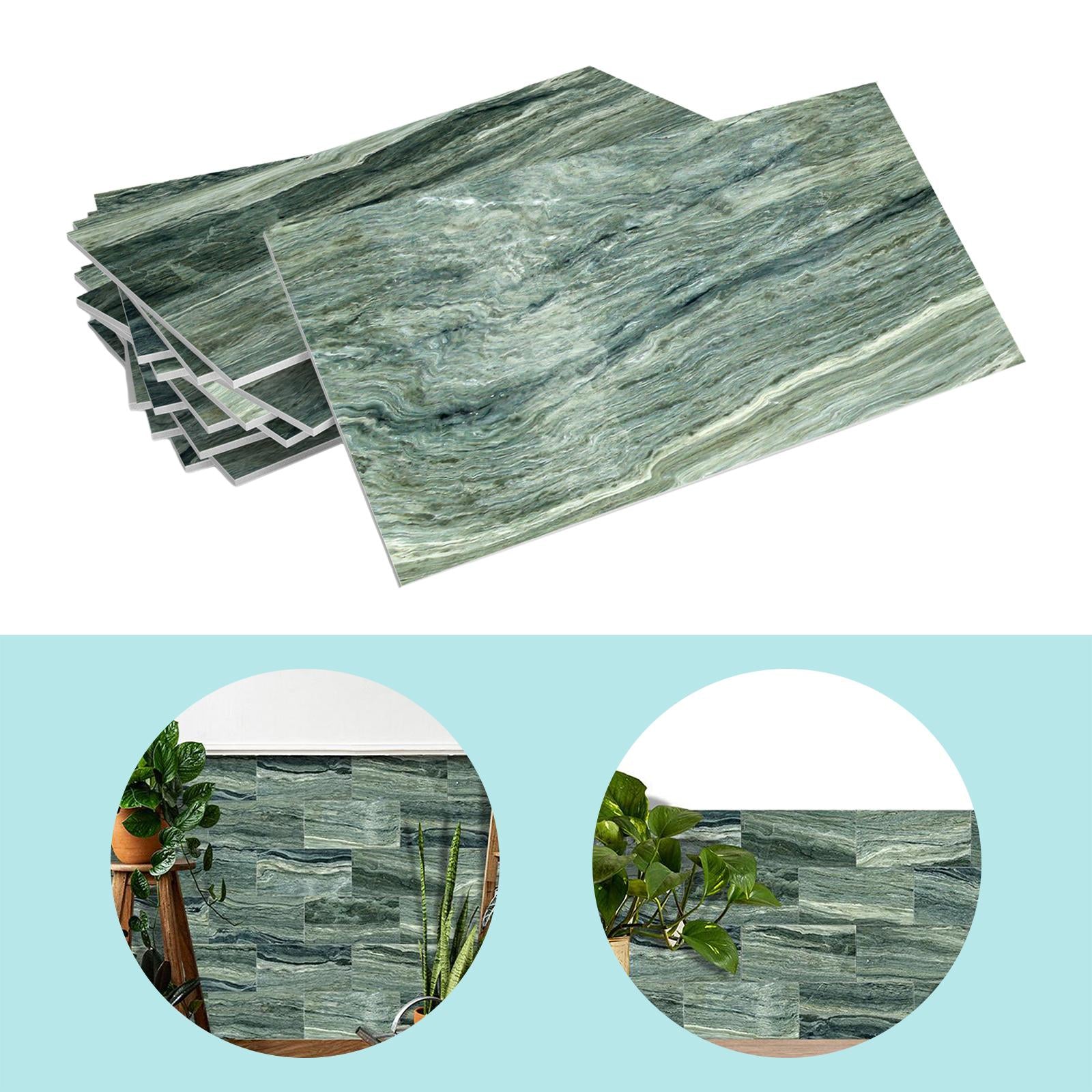 16Pcs Foam Wallpaper Peel and Sticker Wall Panels for Bathroom Kitchen Bedroom Green