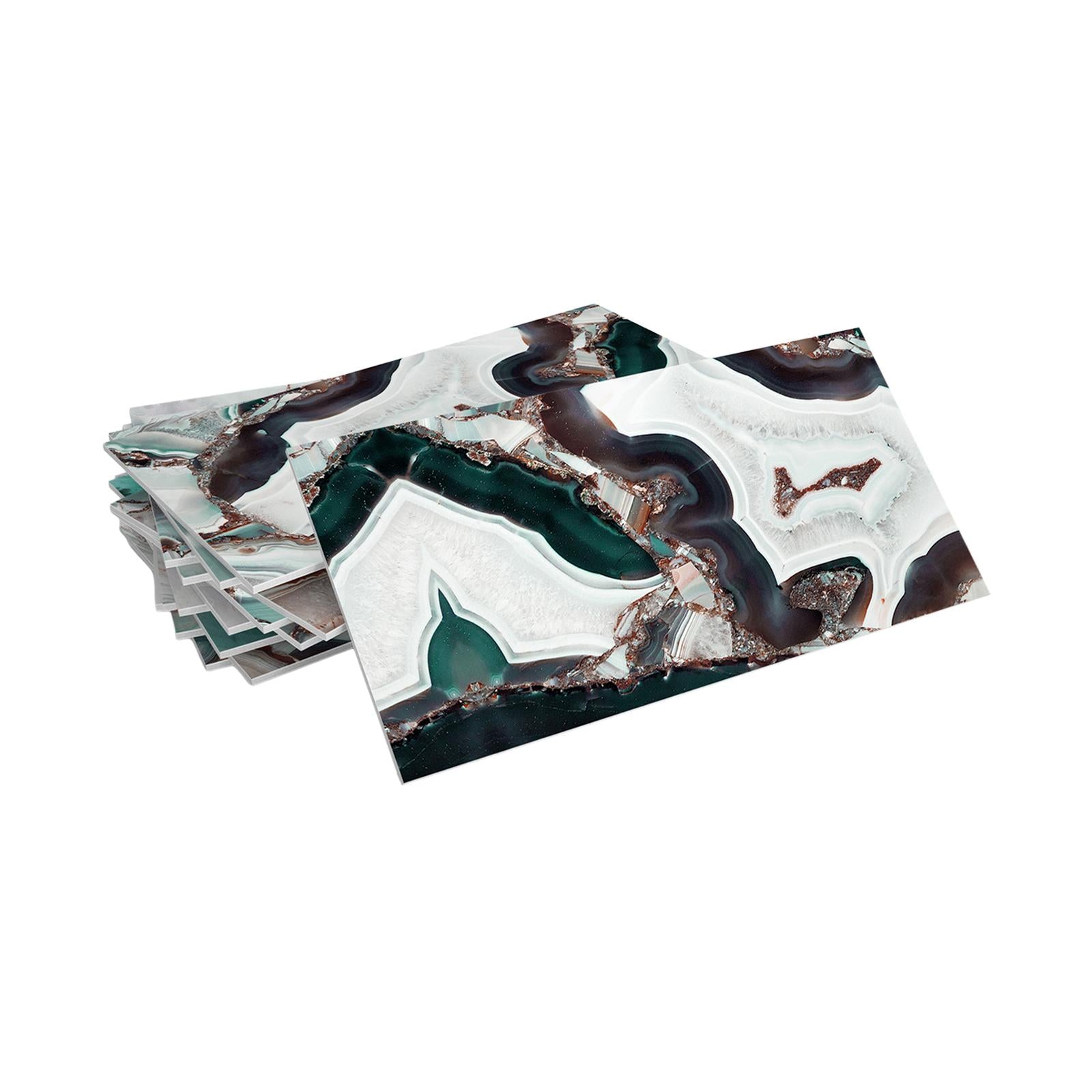 16Pcs Foam Wallpaper Peel and Sticker Wall Panels for Bathroom Kitchen Bedroom Dark green pattern