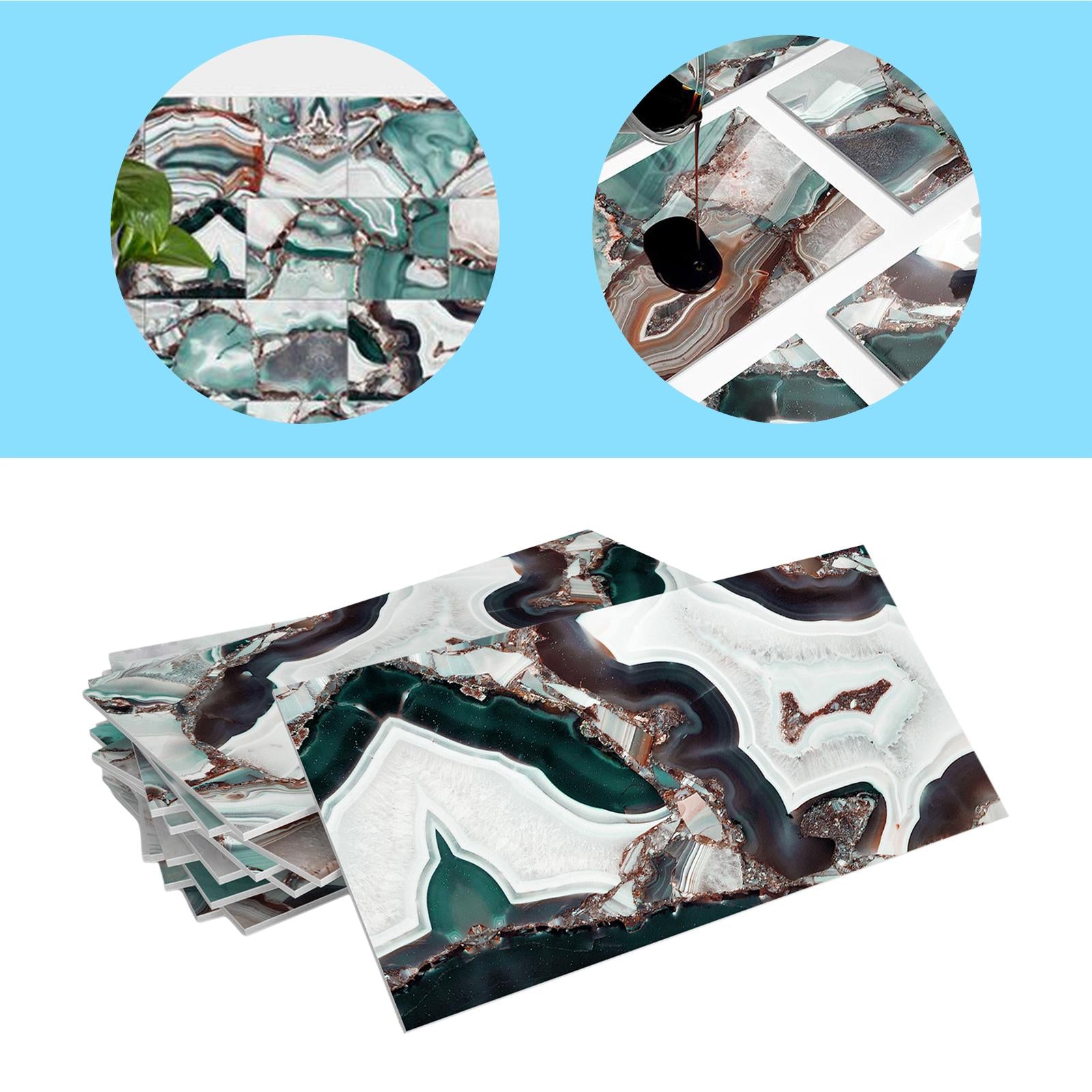 16Pcs Foam Wallpaper Peel and Sticker Wall Panels for Bathroom Kitchen Bedroom Dark green pattern