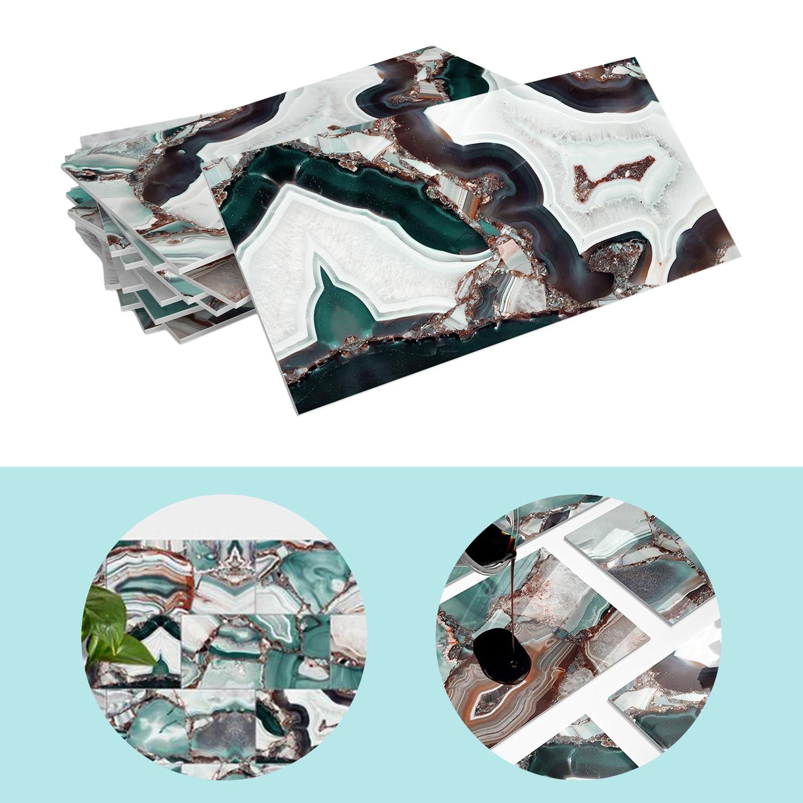 16Pcs Foam Wallpaper Peel and Sticker Wall Panels for Bathroom Kitchen Bedroom Dark green pattern