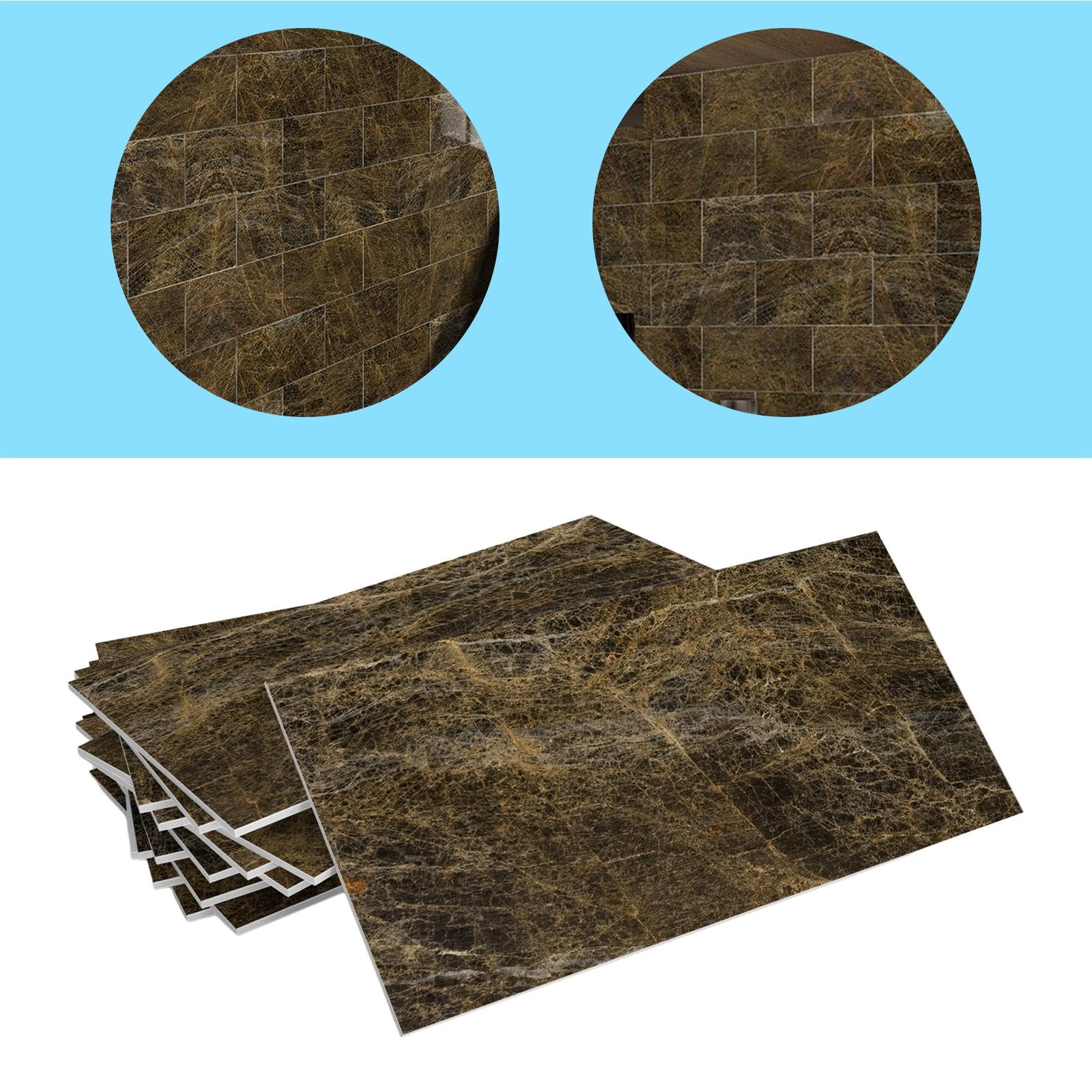 16Pcs Foam Wallpaper Peel and Sticker Wall Panels for Bathroom Kitchen Bedroom brown lines