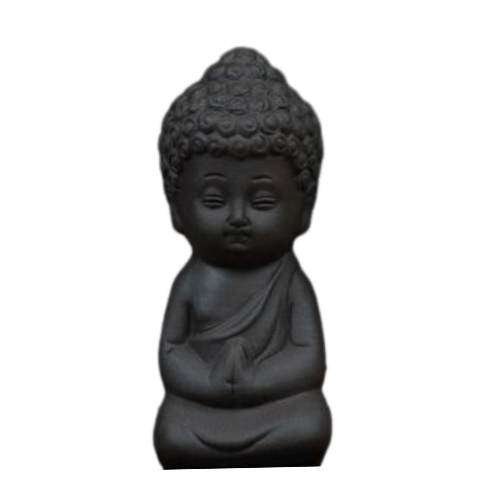 Clay Mini Monk Sculpture Tea Pet Figurine Souvenir for Yoga Room Shelf Decor