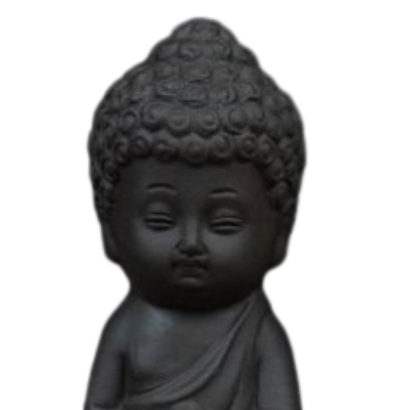 Clay Mini Monk Sculpture Tea Pet Figurine Souvenir for Yoga Room Shelf Decor