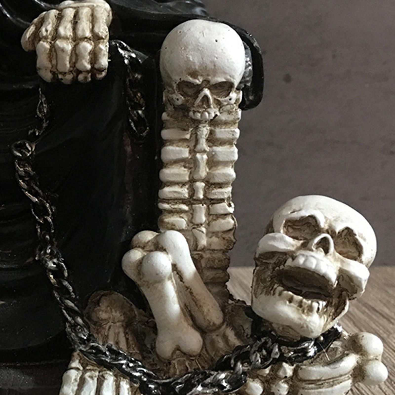Grim Reaper on Throne with Scythe Statue for Tabletop Haunted House Festival