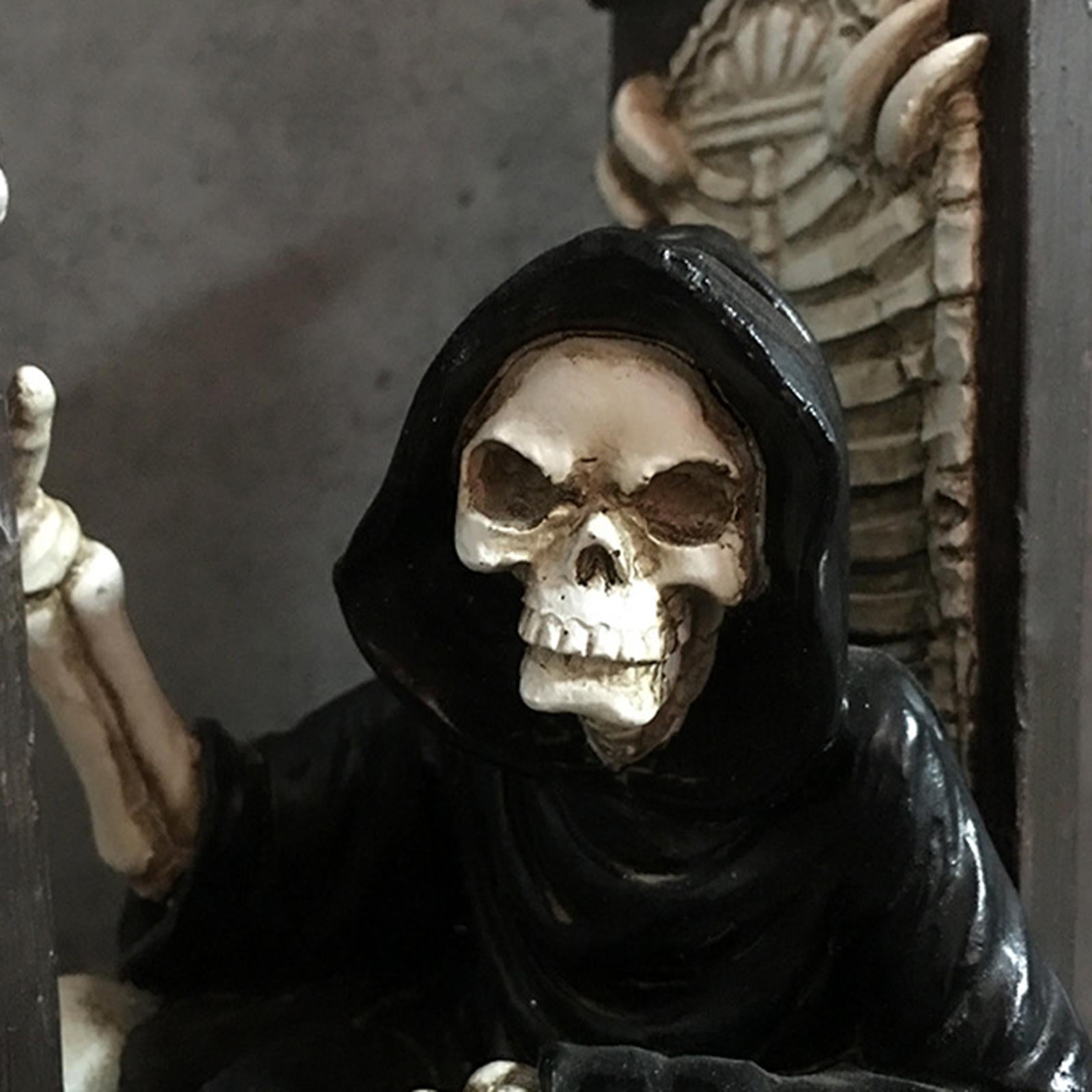 Grim Reaper on Throne with Scythe Statue for Tabletop Haunted House Festival