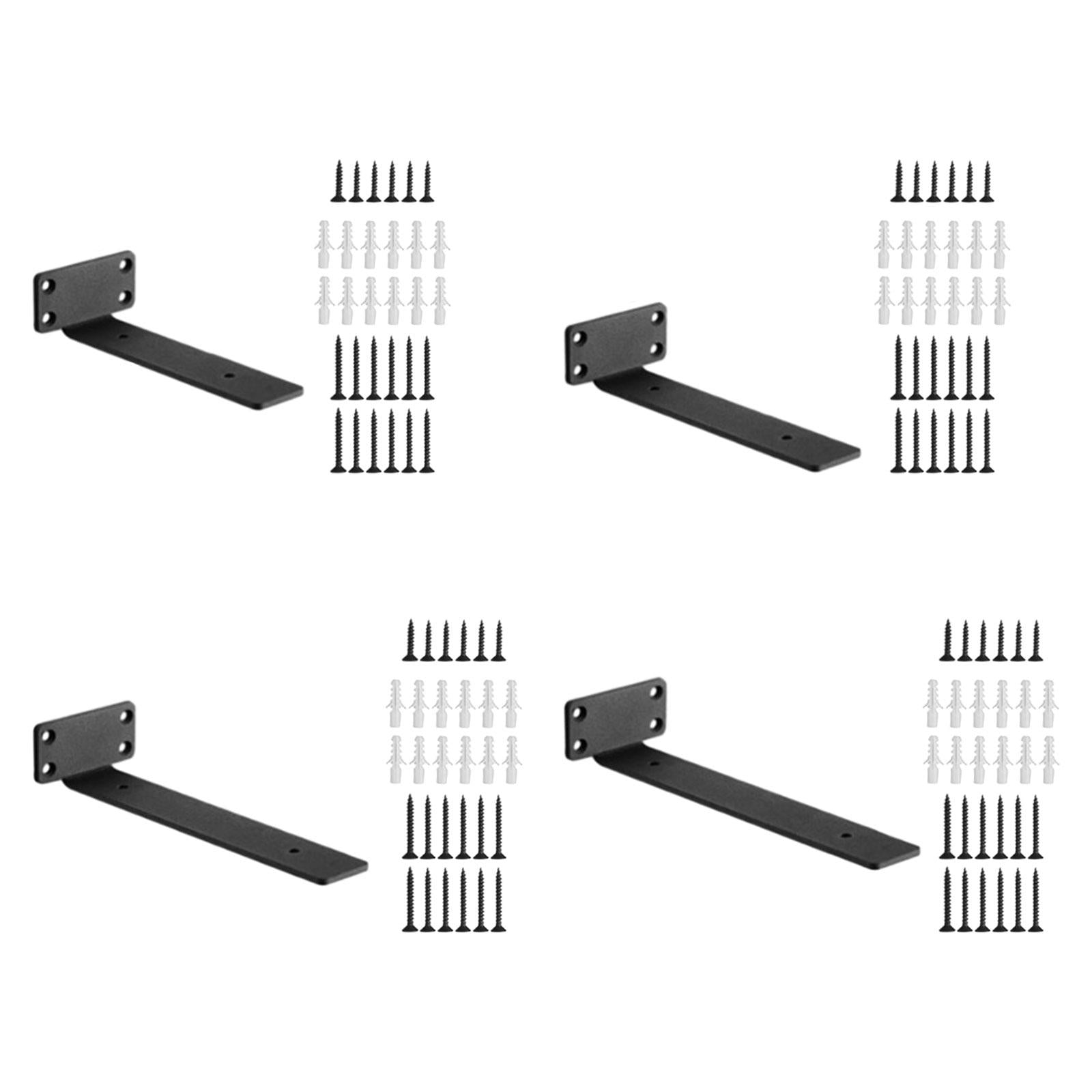 2 Pieces Black L Floating Shelf Brackets Aluminum with Accessory for Kitchen 6inch