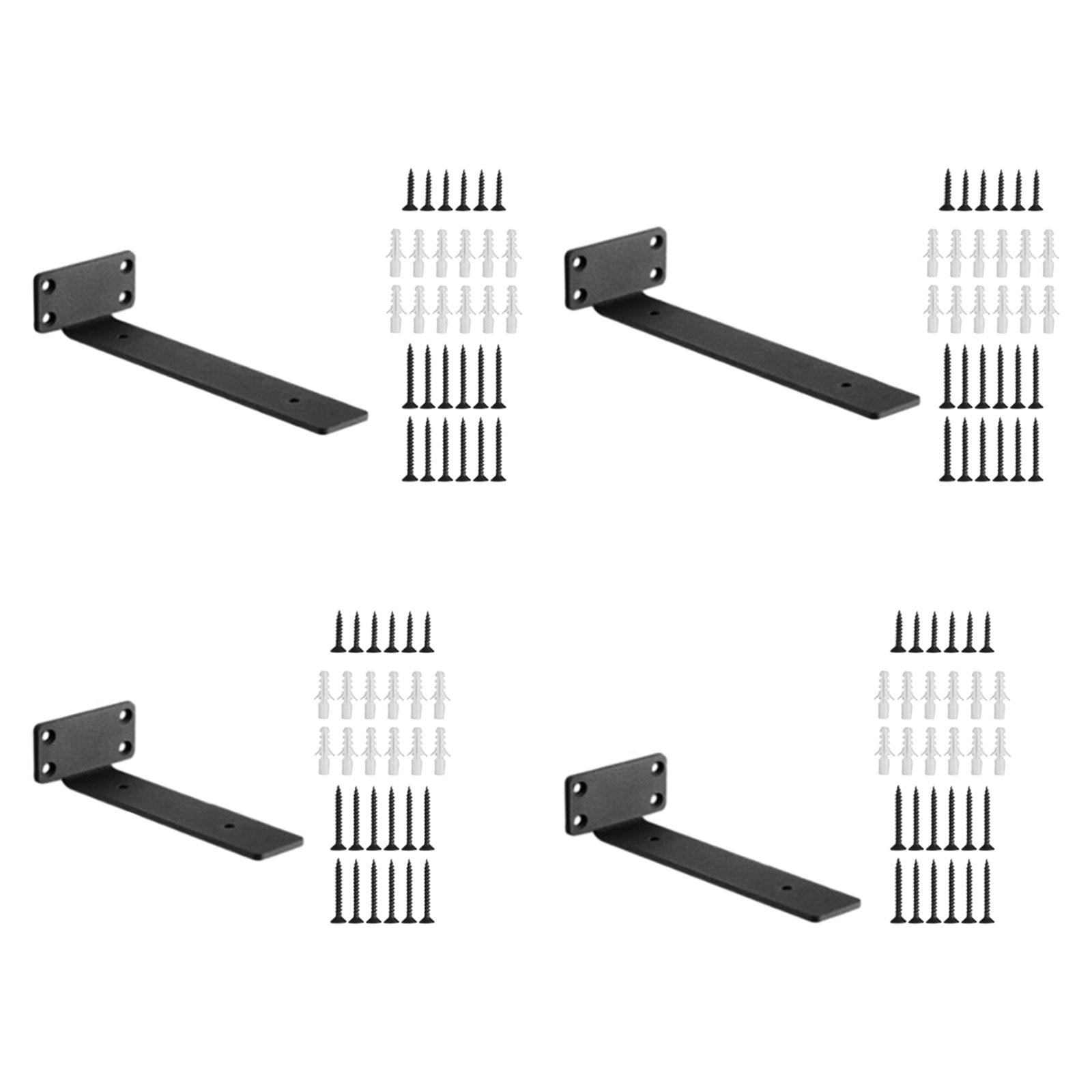 2 Pieces Black L Floating Shelf Brackets Aluminum with Accessory for Kitchen 6inch