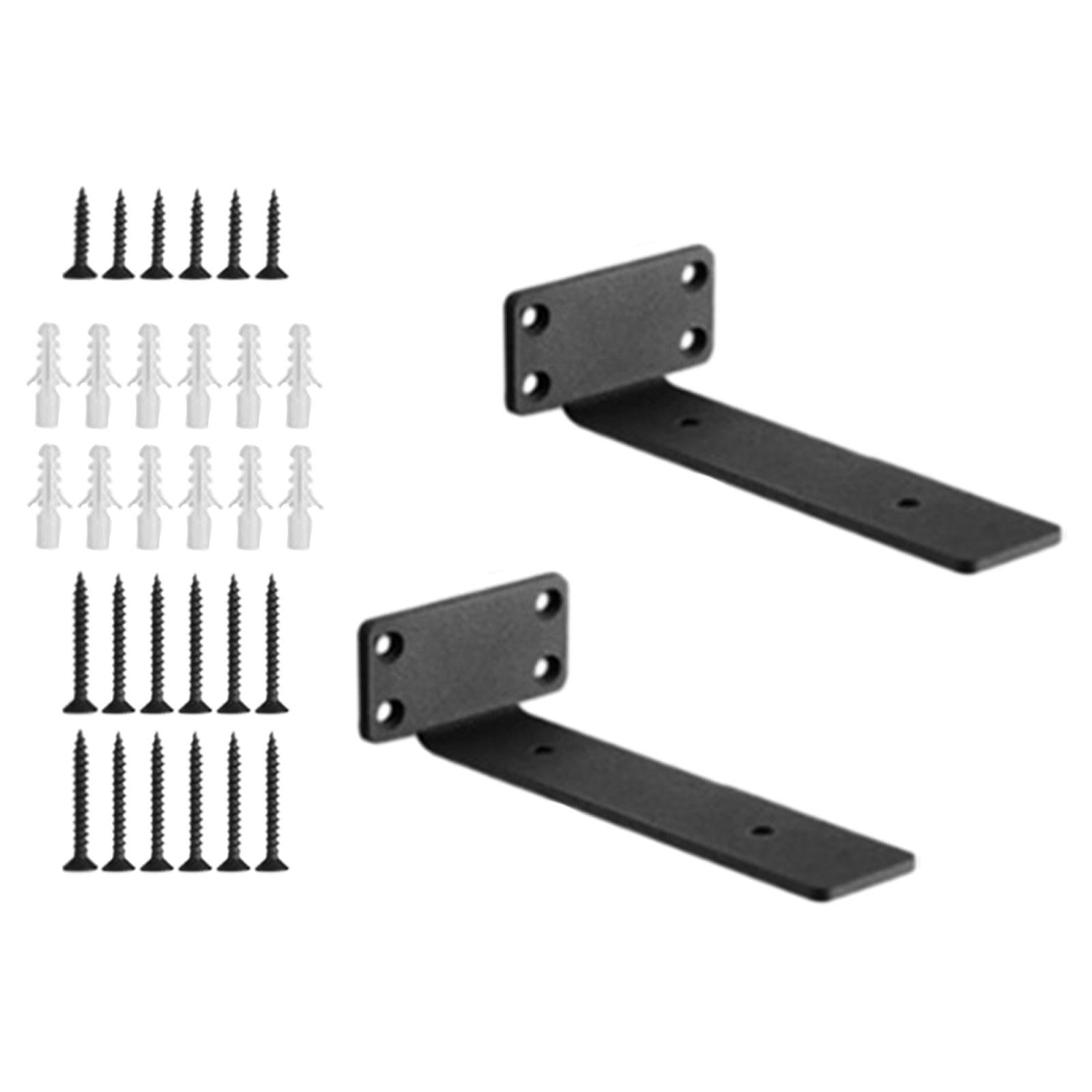2 Pieces Black L Floating Shelf Brackets Aluminum with Accessory for Kitchen 6inch