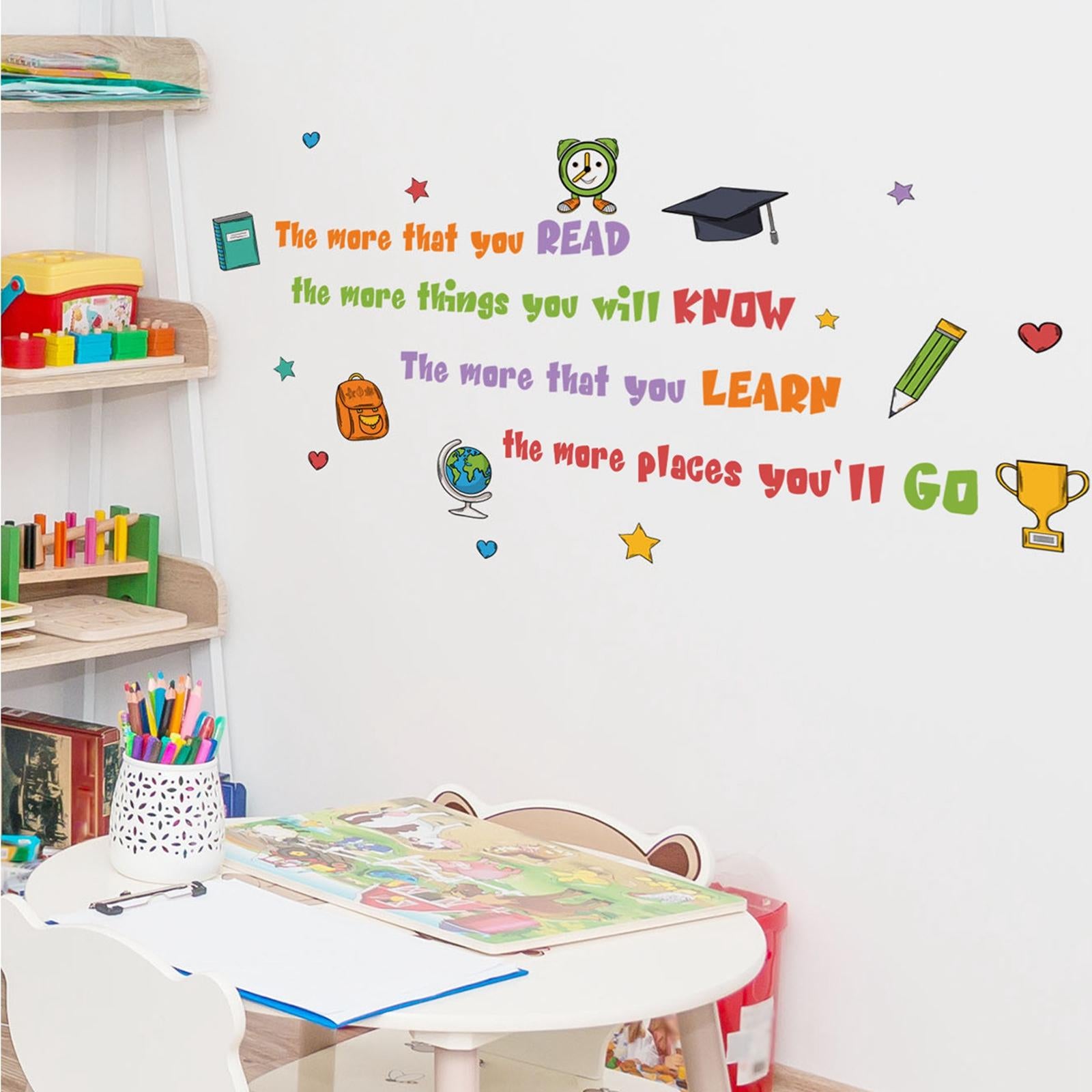 Wall Stickers PVC Colorful Cartoon for Classroom Kids Bedroom Birthday Party