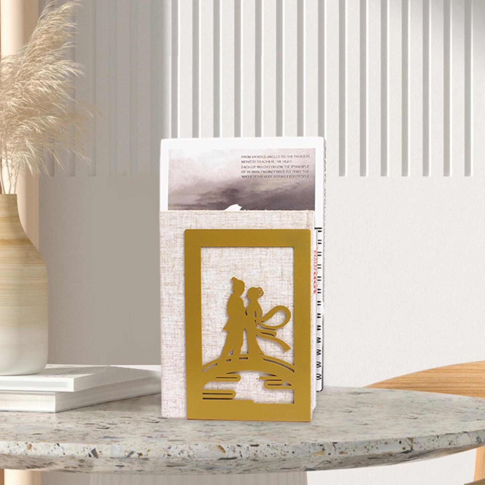Bookshelf Book Support Organizer Metal Bookends for Magazines Office Shelves Bridge and Couple
