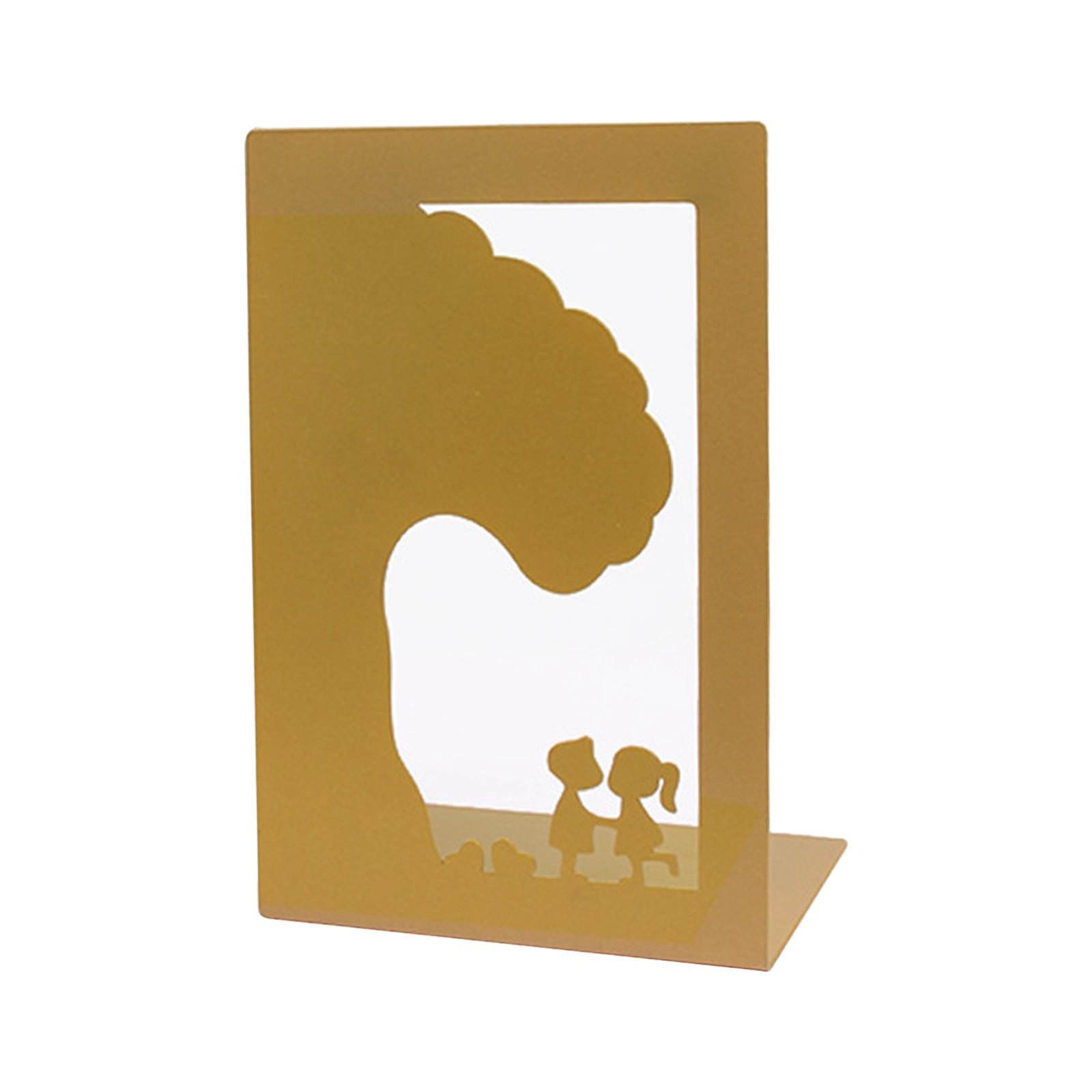 Bookshelf Book Support Organizer Metal Bookends for Magazines Office Shelves Tree and Boy Girl