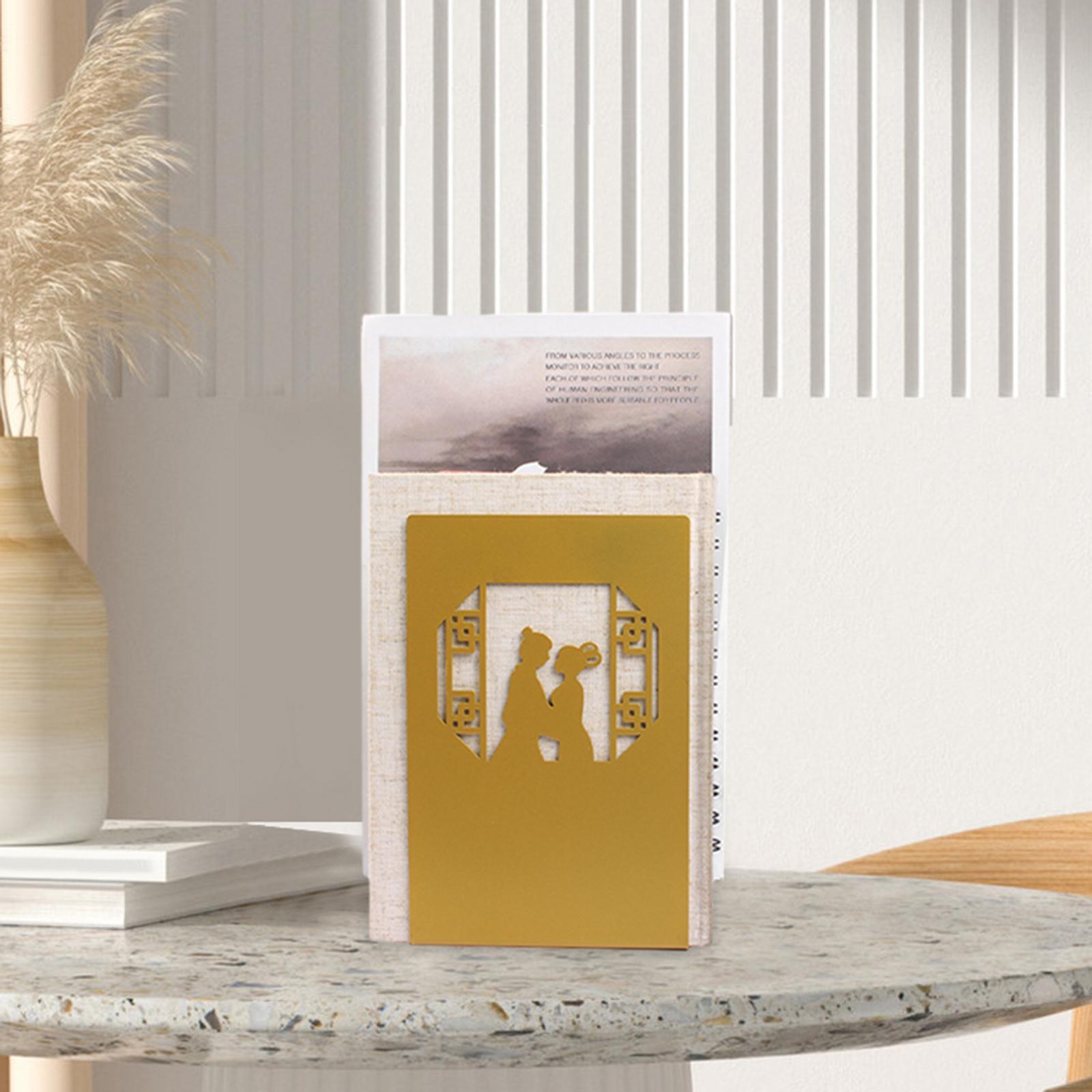 Bookshelf Book Support Organizer Metal Bookends for Magazines Office Shelves Window and Couple