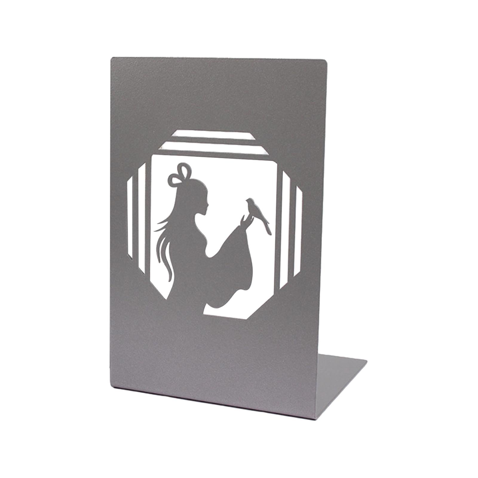 Metal Bookends Decorative Organizer Book Stoppers for Shelves Office Bedroom Style C