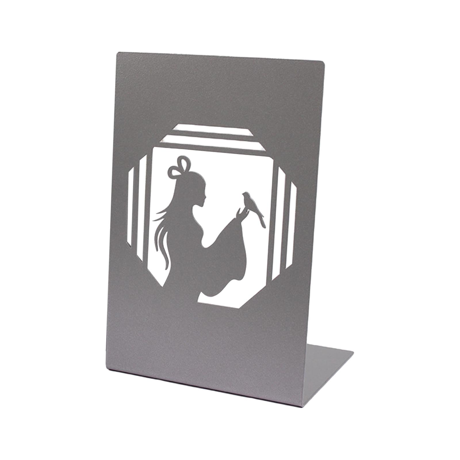 Metal Bookends Decorative Organizer Book Stoppers for Shelves Office Bedroom Style C